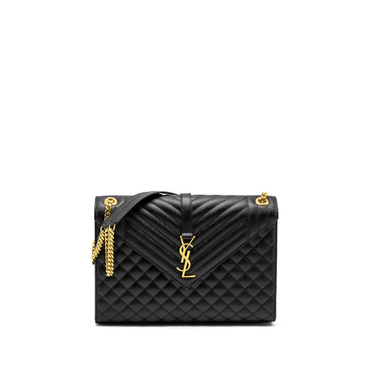 YSL Saint Laurent Saint Laurent Envelope Purse Calfskin Travel Bag Black Large