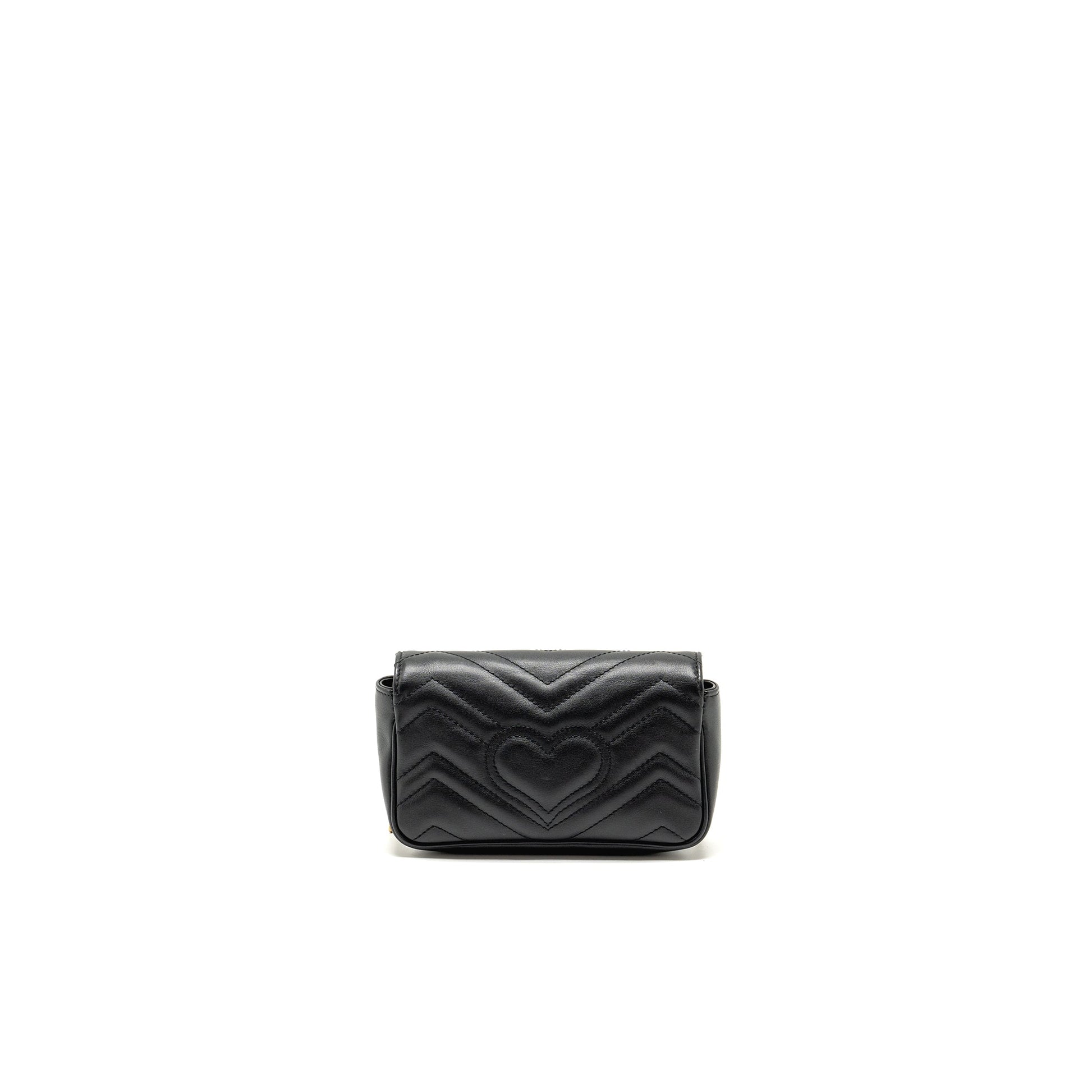 Gucci Super Marmont Calfskin Handbag Black Mini Travel Bag Ghw 1
