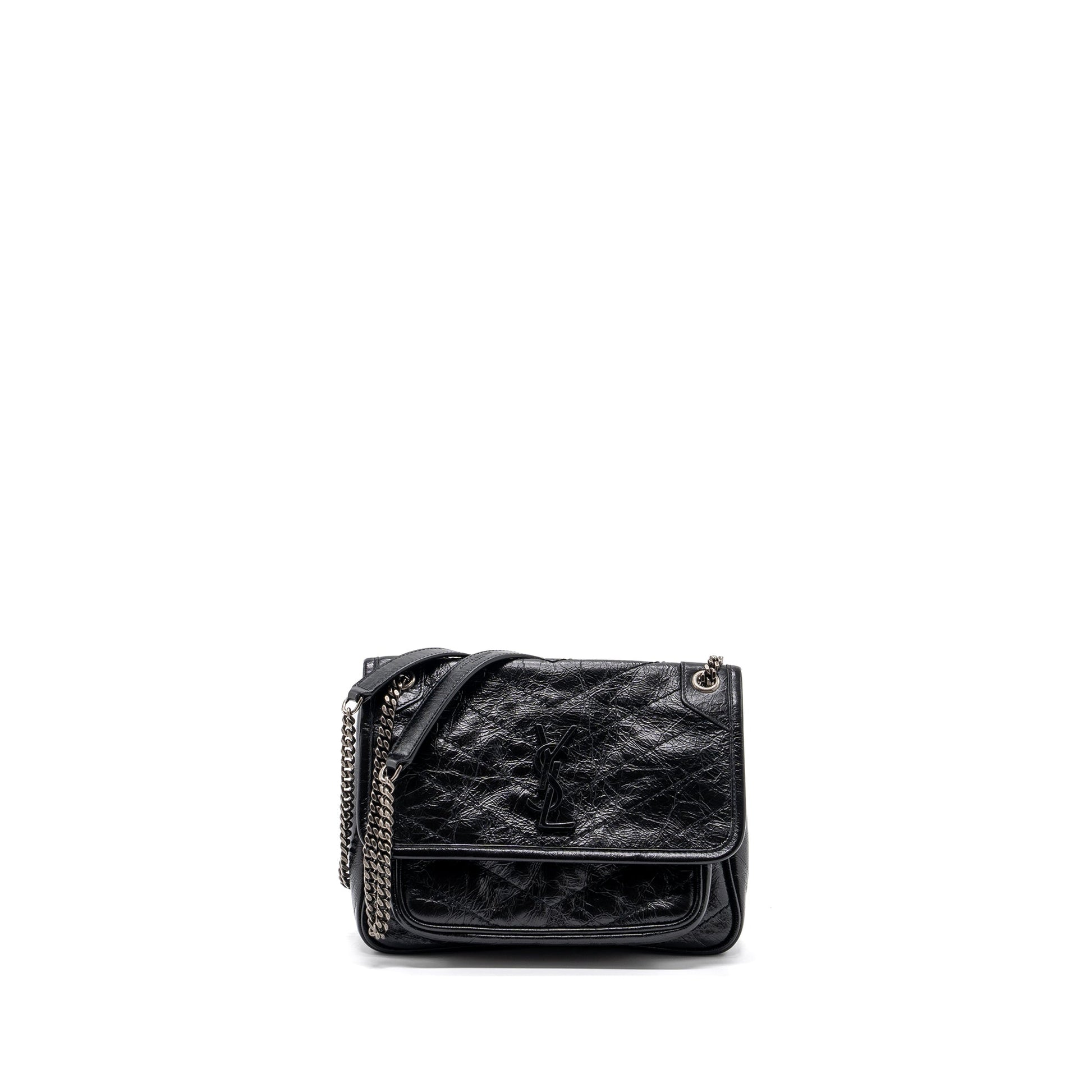 YSL Saint Laurent Saint Laurent Niki Baby Calfskin Ruthenium Hardware Black Travel Bag