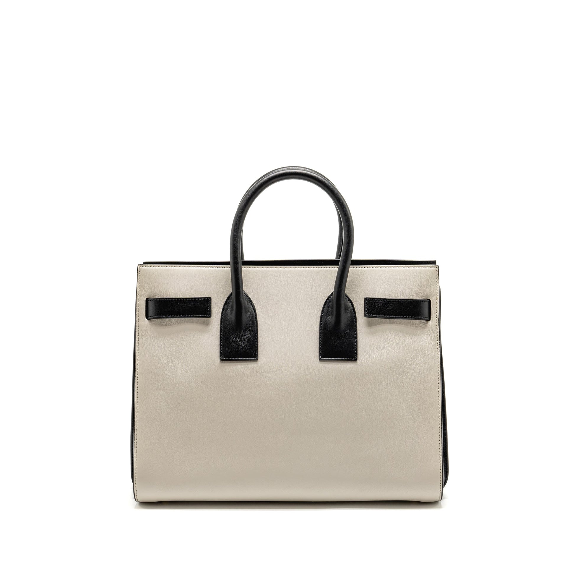 YSL Saint Laurent Sac De Jour Tote Purse Calfskin Black White Tote Bag