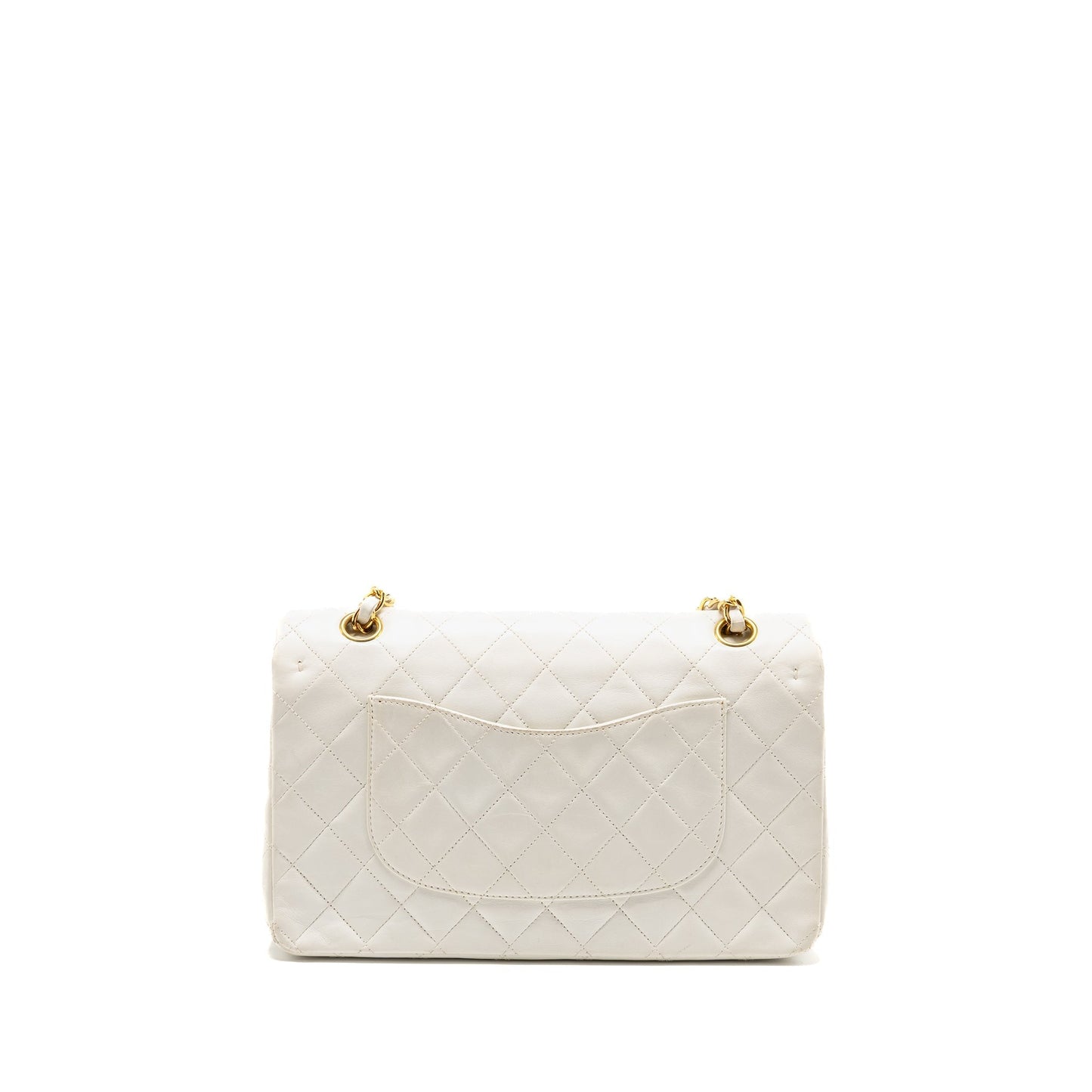 Chanel Classic Double Flap Lambskin GHW White Shoulder Bag Lambskin Ghw