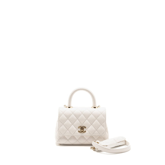 Chanel Coco Handle Caviar LGHW Microchip White Mini Bag Microchip 1
