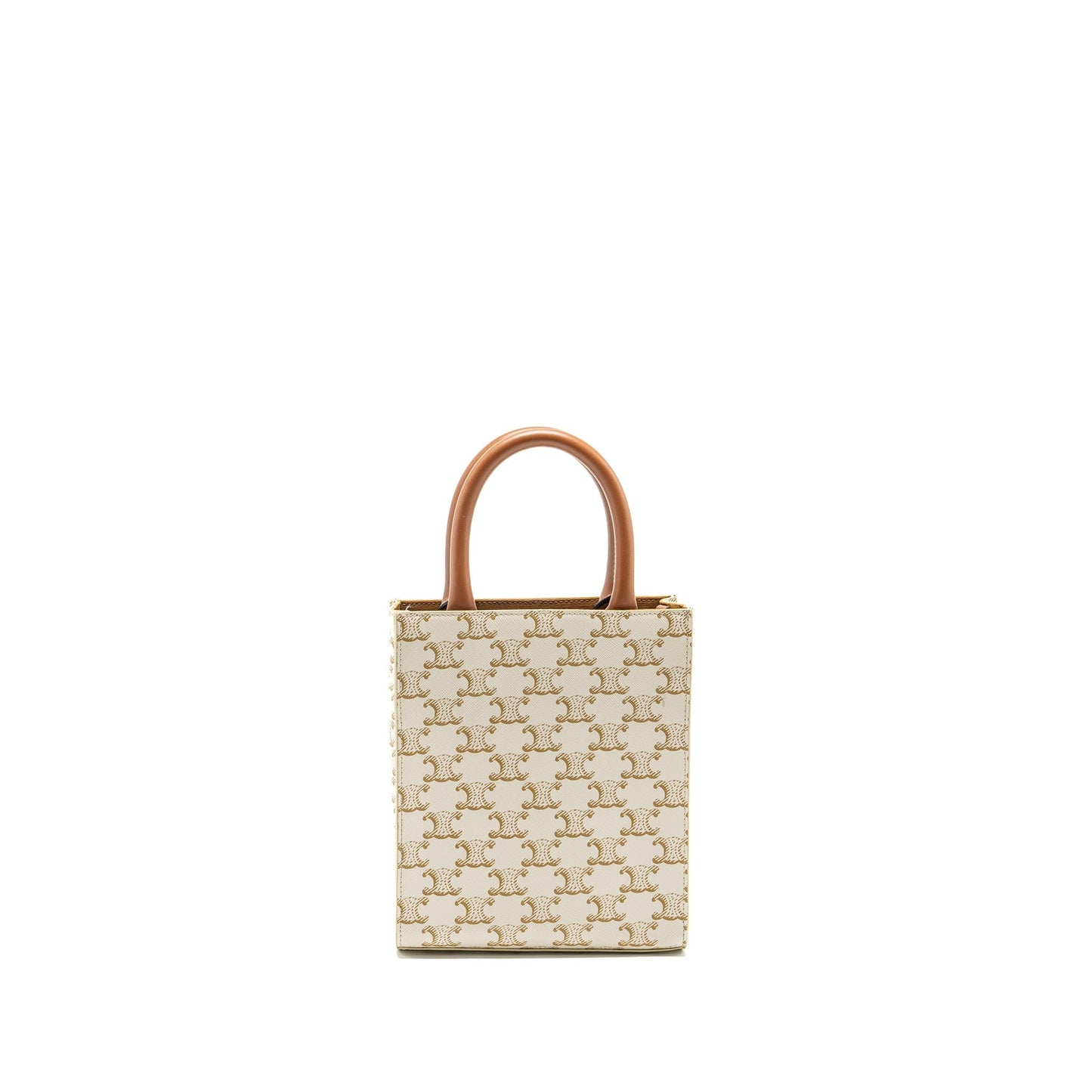 Celine Vertical Cabas Triomphe Calfskin Handbag Canvas White Travel Bag