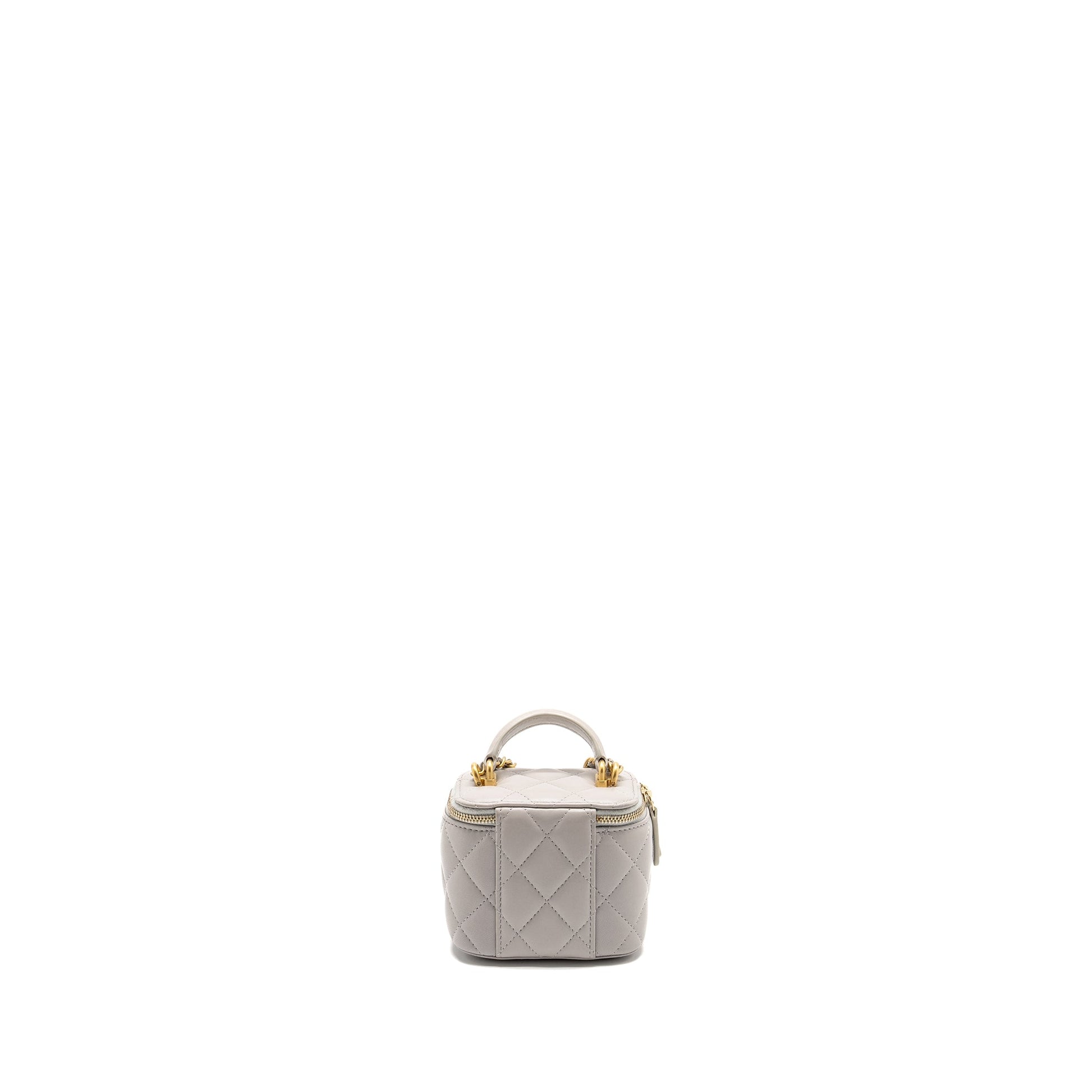 Chanel Top Handle Vanity Lambskin Light GHW Grey Mini Bag