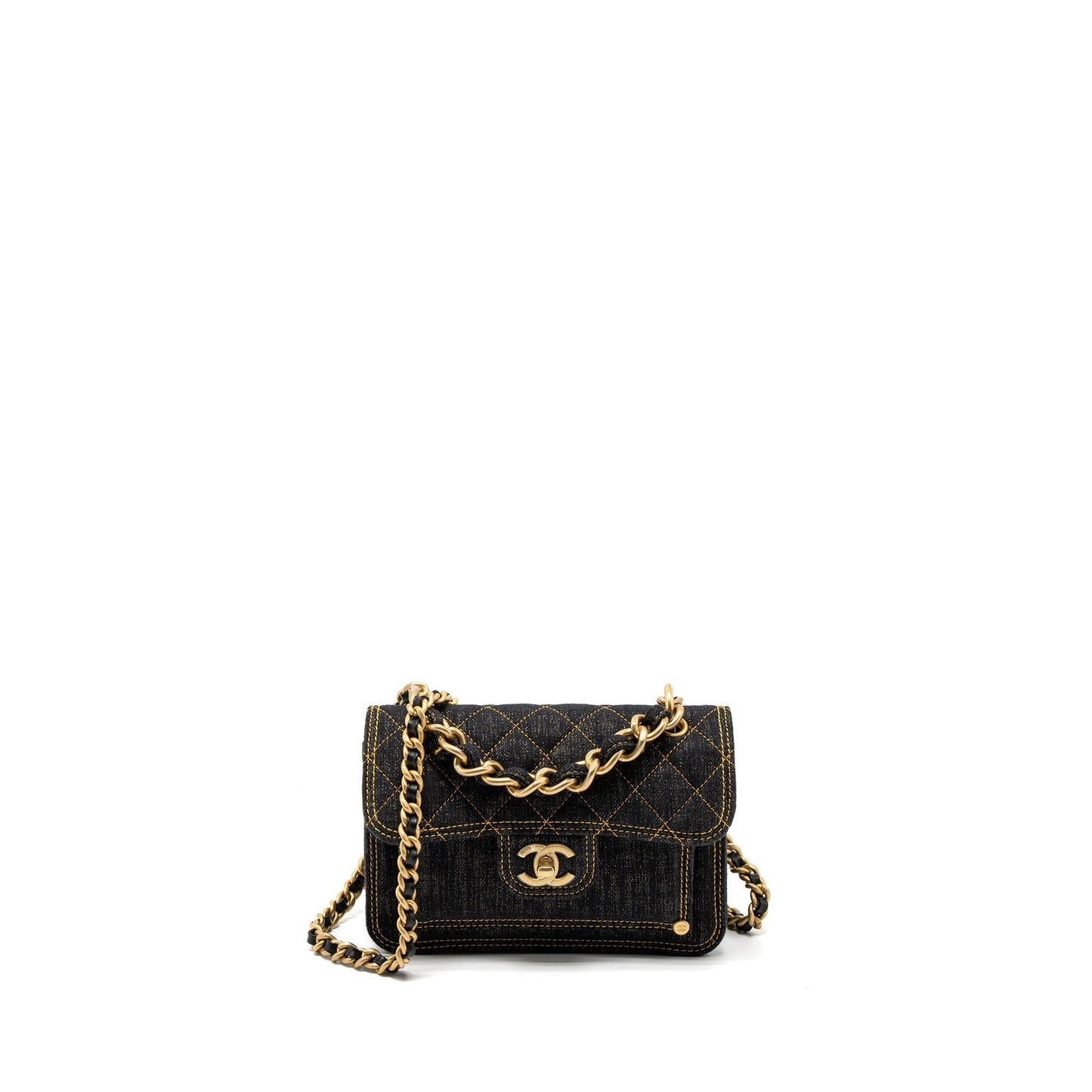Chanel 23S Flap Denim Dark Brushed GHW Blue Shoulder Bag