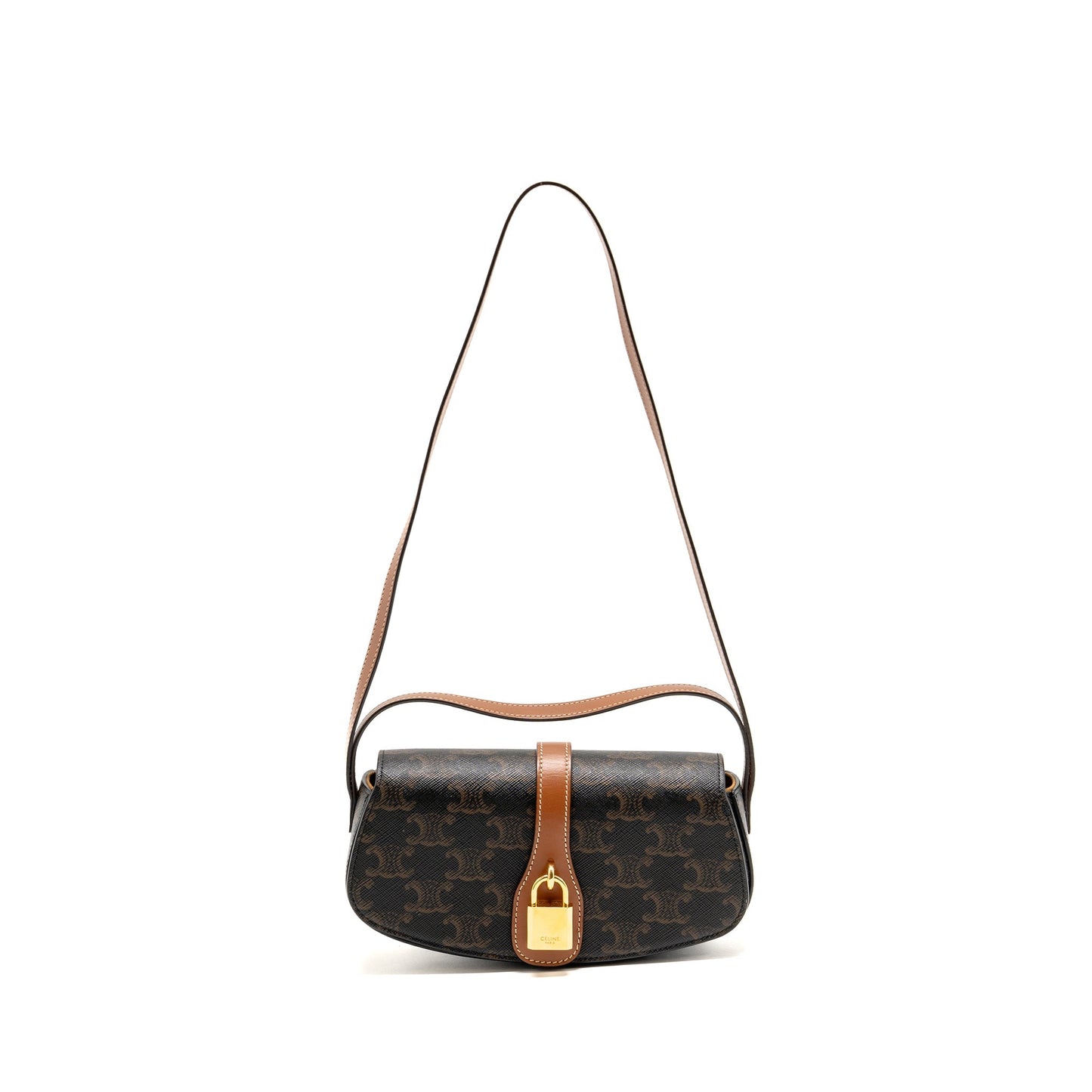 Celine Clutch On Strap Tabou Triomphe Calfskin Handbag Canvas Tan Clutch Bag