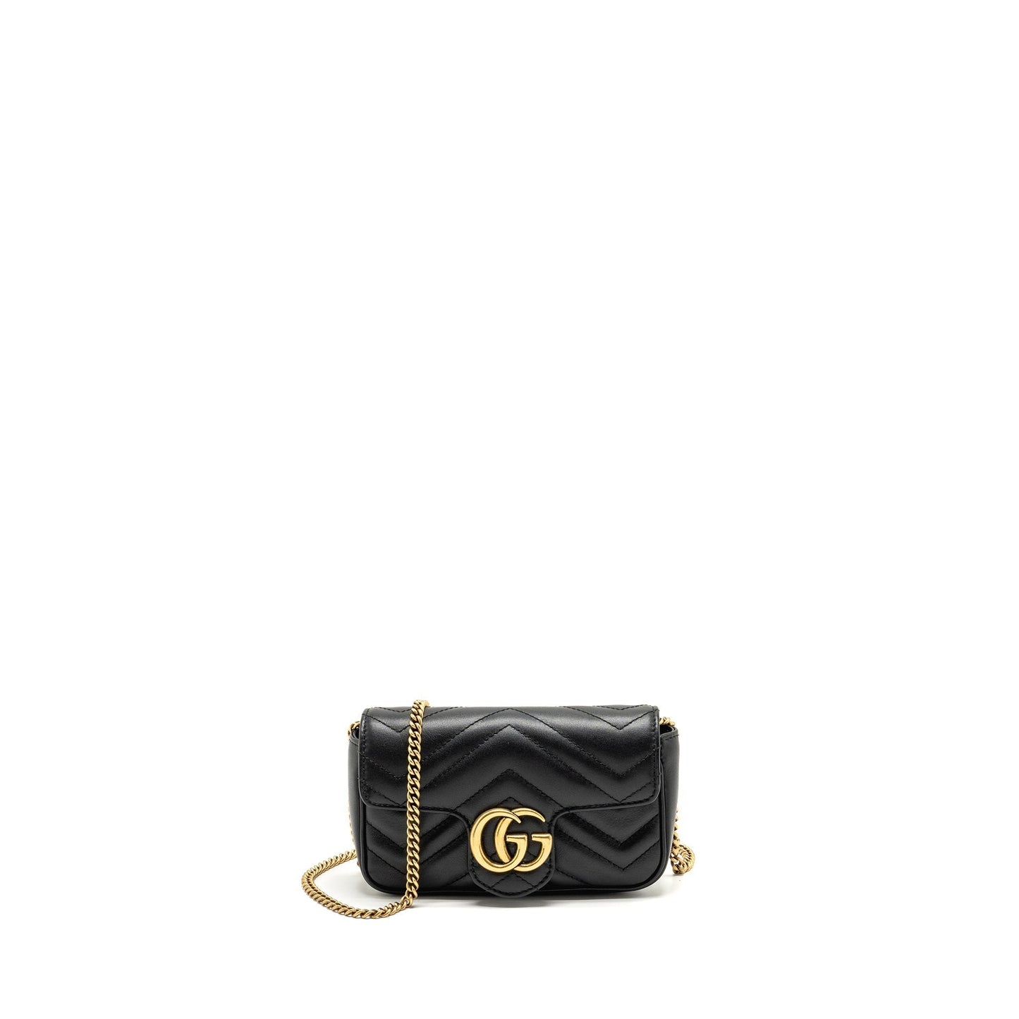 Gucci Super Marmont Calfskin Handbag Black Mini Travel Bag Ghw 1