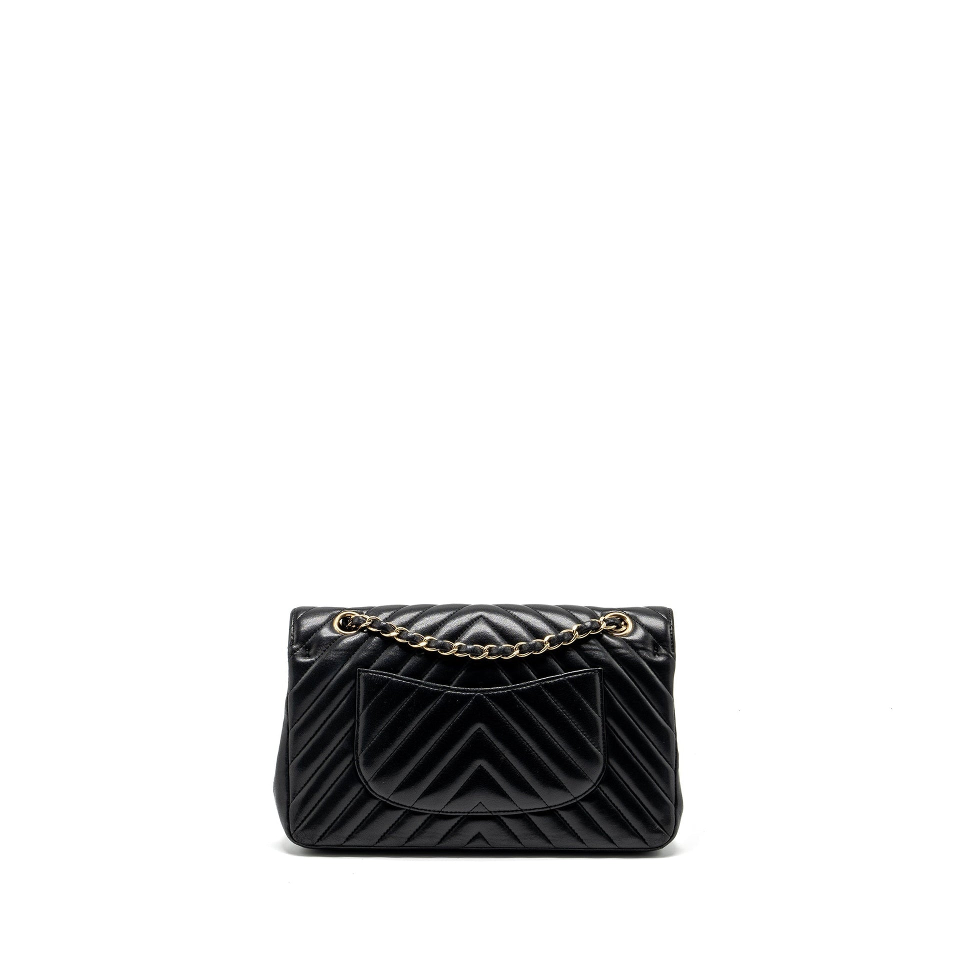 Chanel Classic Double Flap Chevron Lambskin LGHW Black Shoulder Bag
