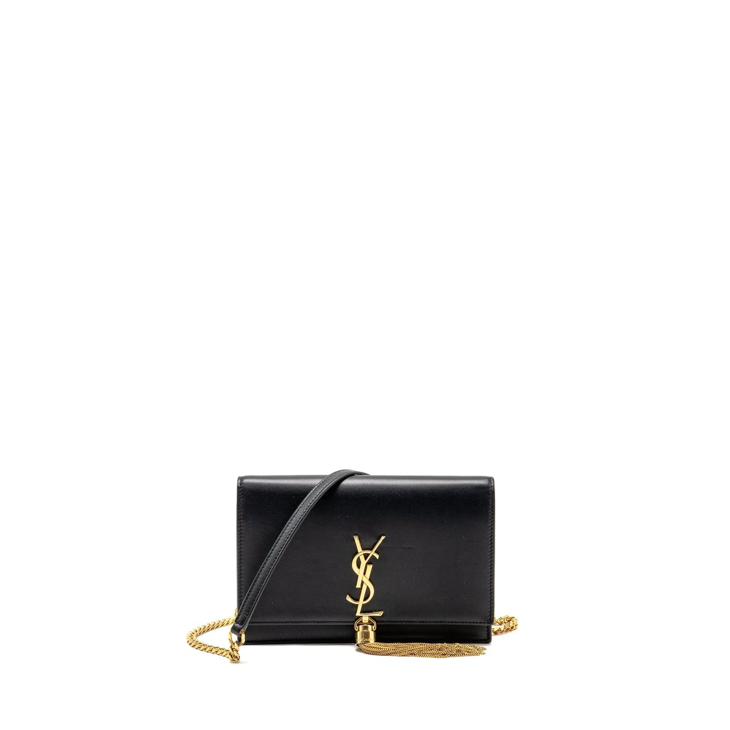 YSL Saint Laurent Tassel Kate Purse Calfskin Travel Bag Black Small