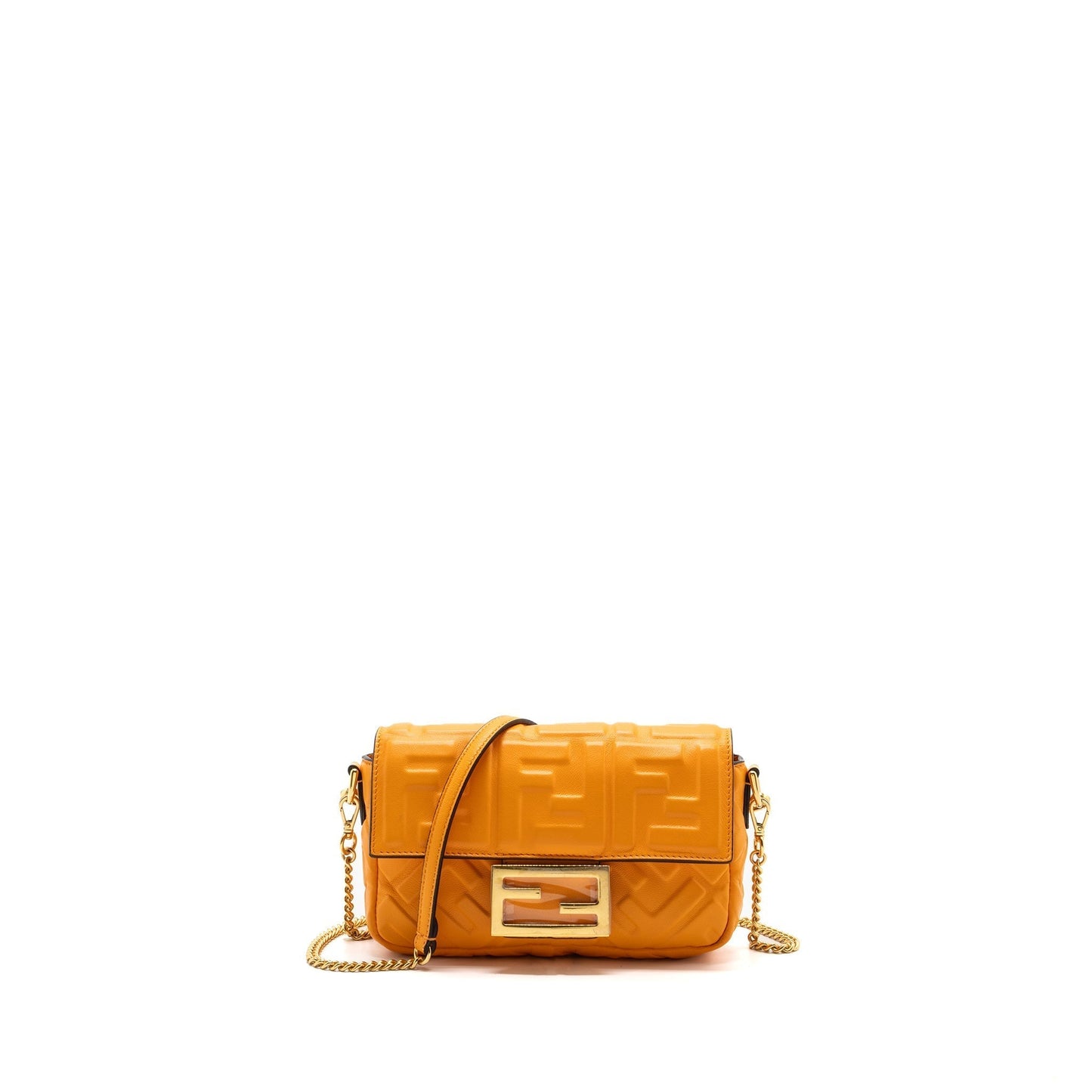 Fendi Baguette Purse Nappa Lambskin Orange Mini Shoulder Bag