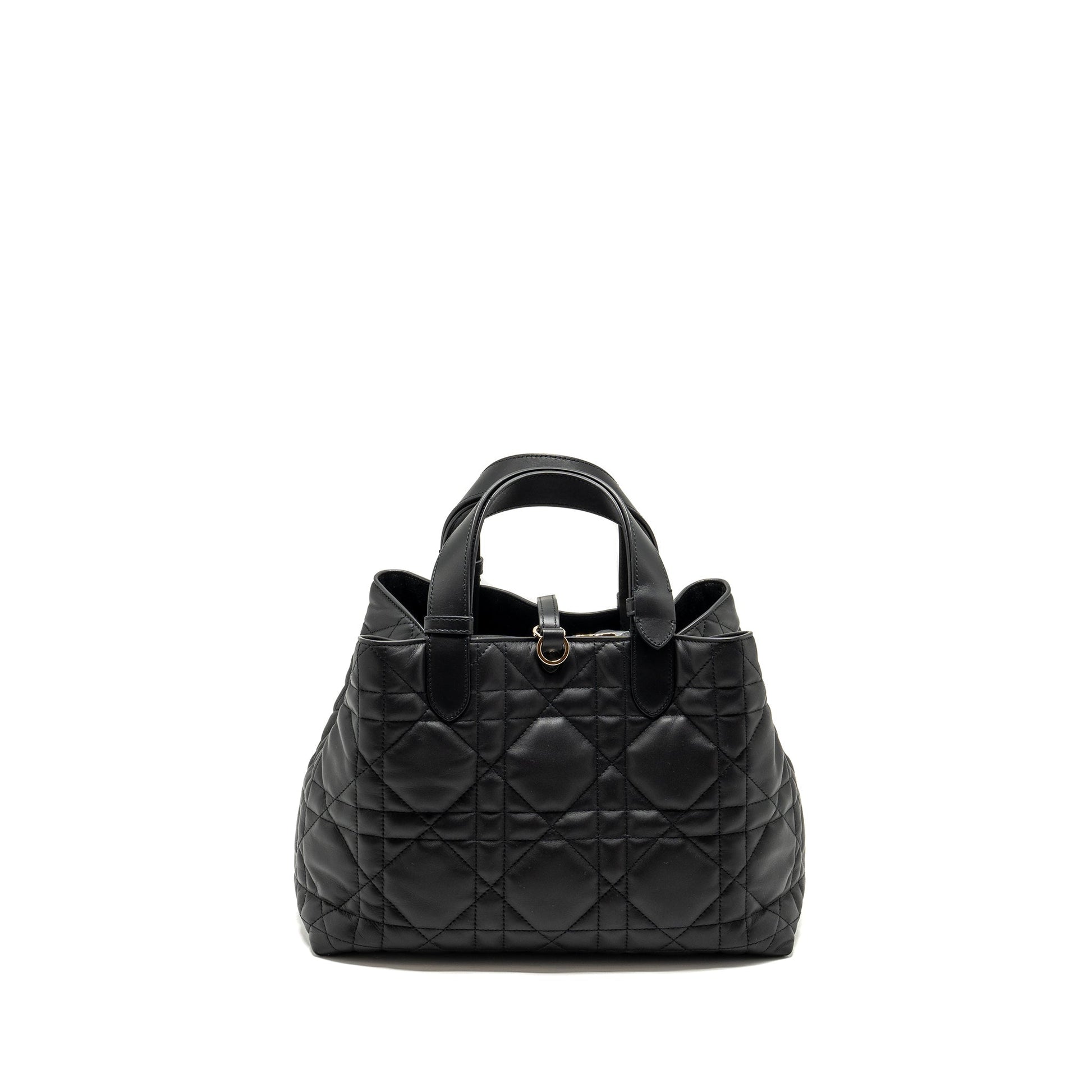 Dior Toujours Purse Macrocannage Calfskin Handbag Black Medium Travel Bag