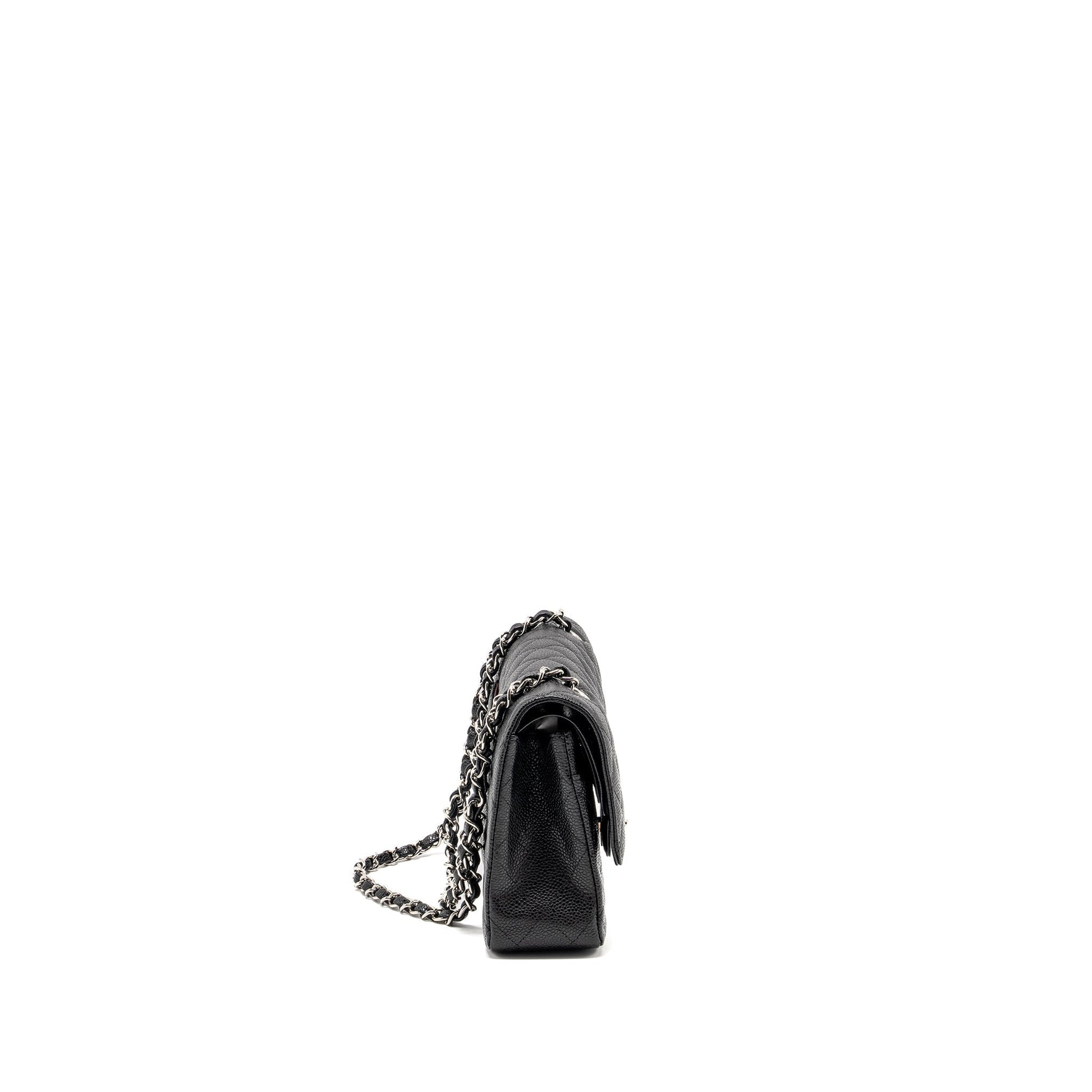 Chanel Classic Double FLAP Caviar SHW Black Shoulder Bag Black Shw