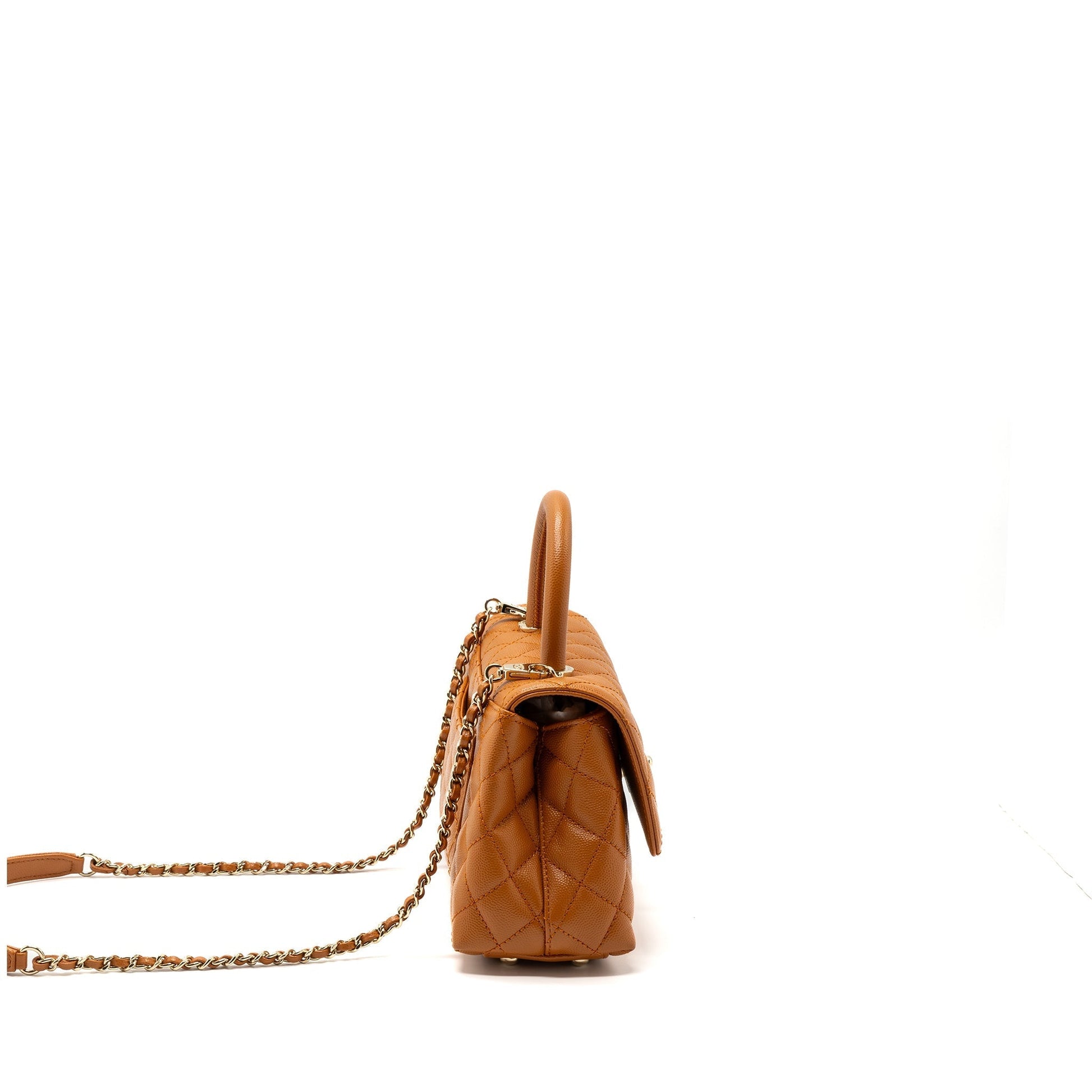 Chanel COCO HANDLE CAVIAR CARAMEL GHW Microchip Small Handbag