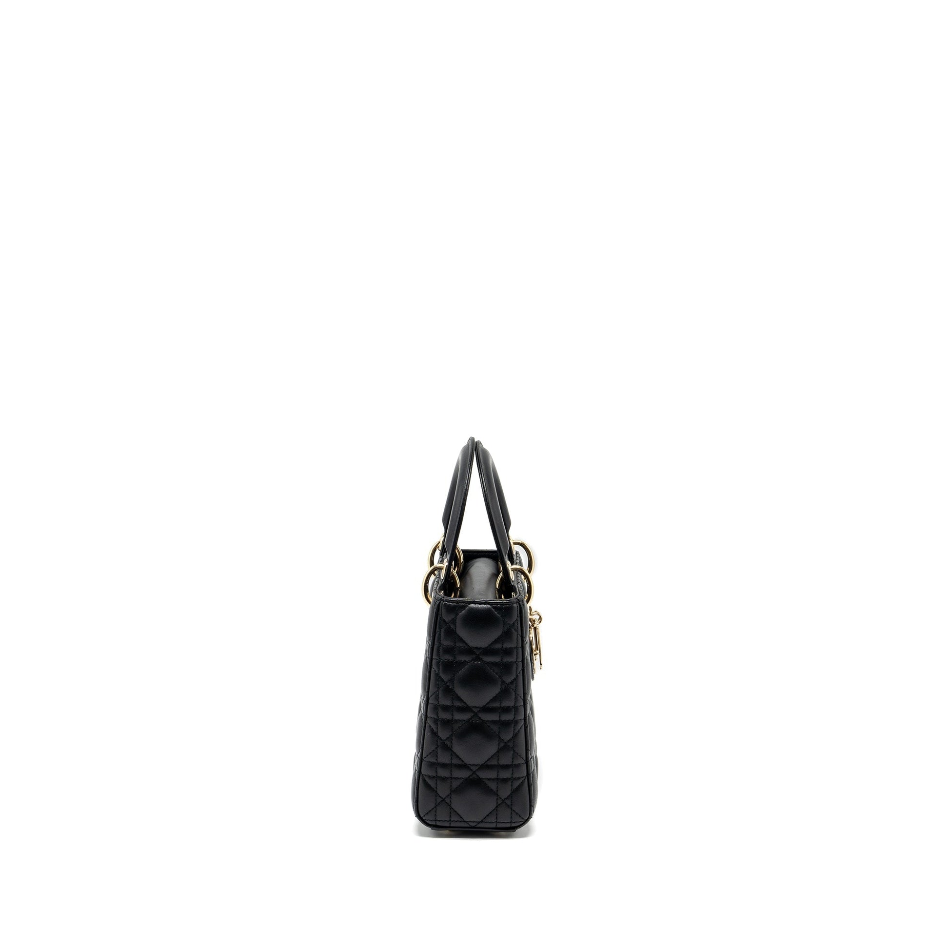 Dior Lady Purse Lambskin Handbag Black Small Travel Bag