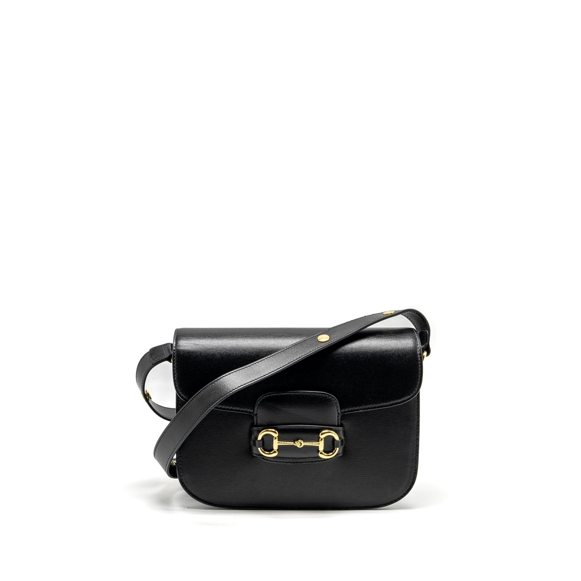 Gucci Horsebit Shoulder Bag Calfskin Black