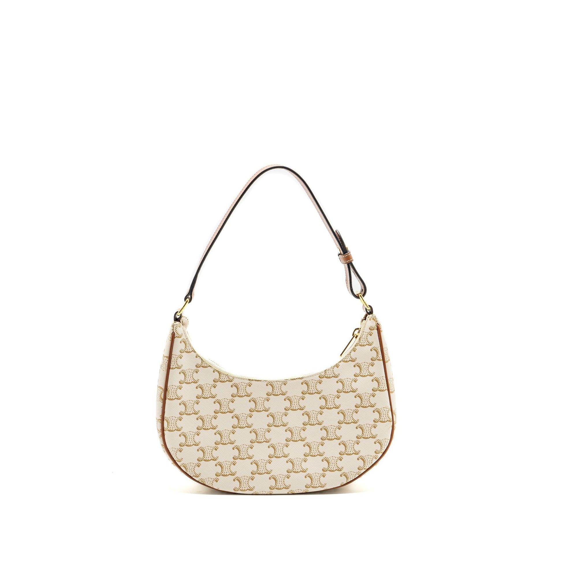 Celine Ava Purse Triomphe Calfskin Handbag Canvas White Travel Bag