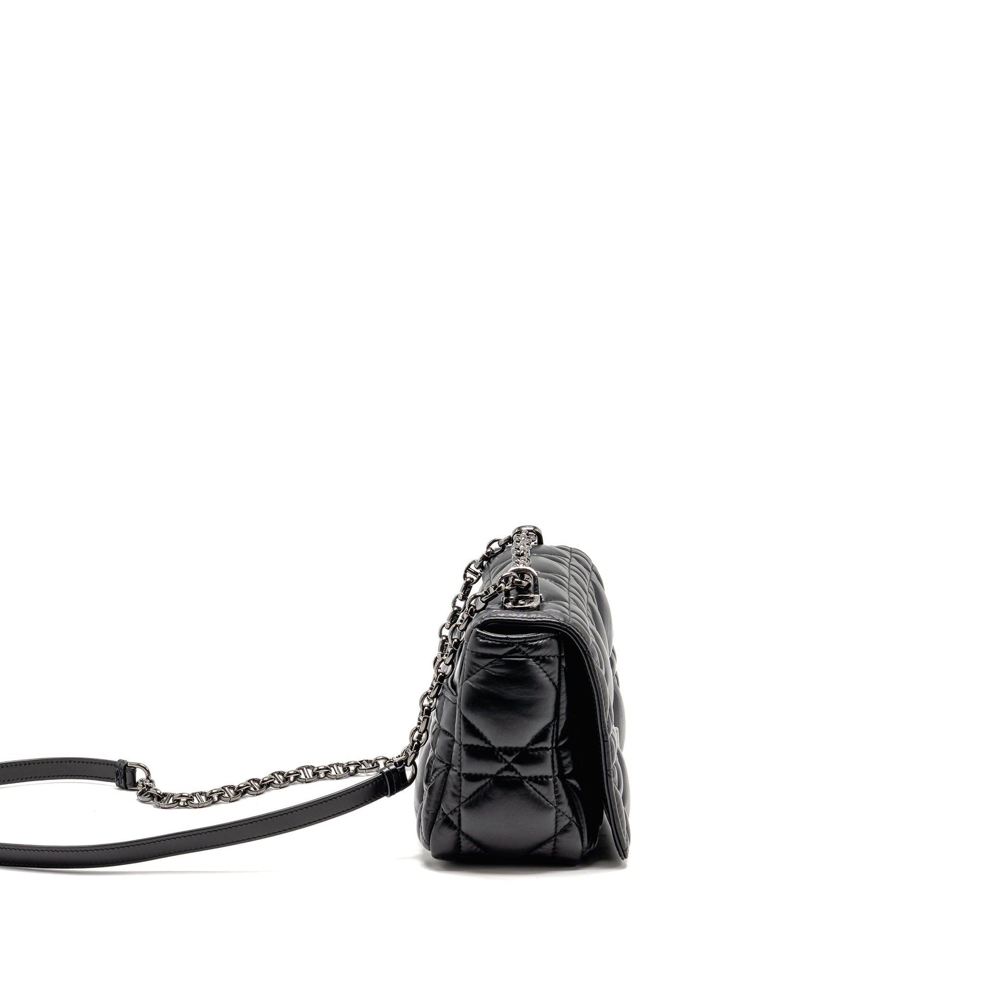 Dior Caro Purse Calfskin Handbag Black Medium Travel Bag