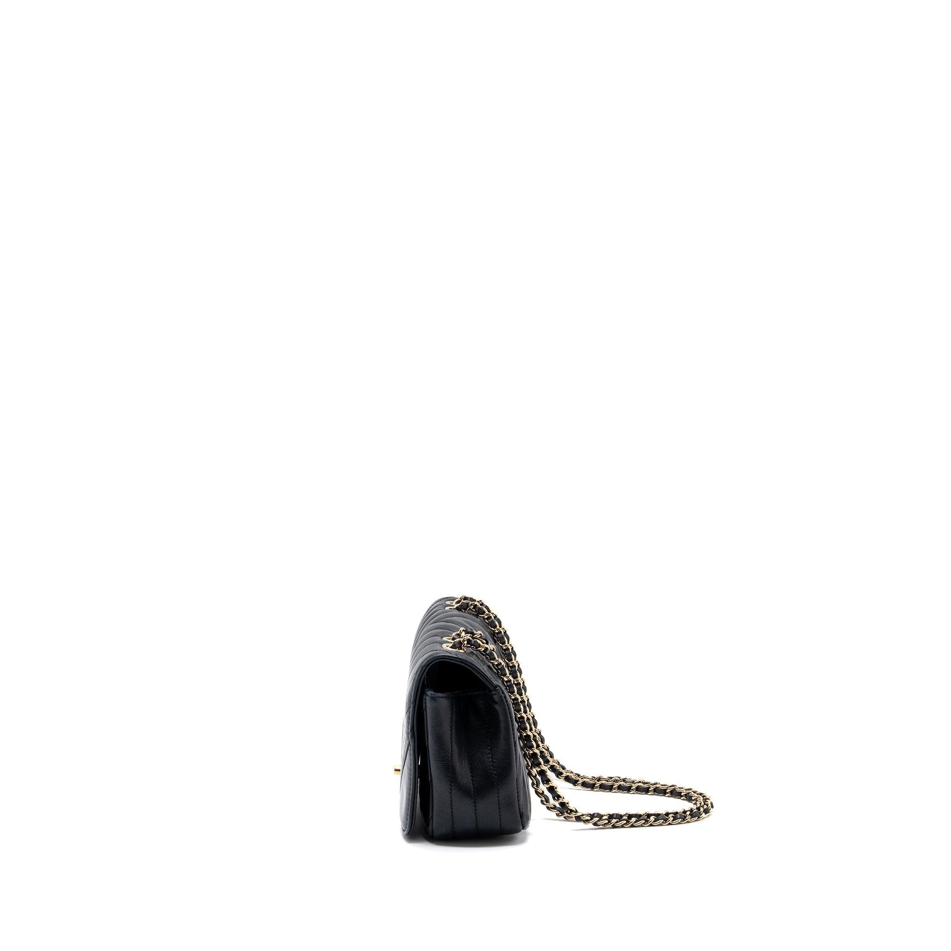 Chanel Chevron Flap Calfskin GHW Black Shoulder Bag
