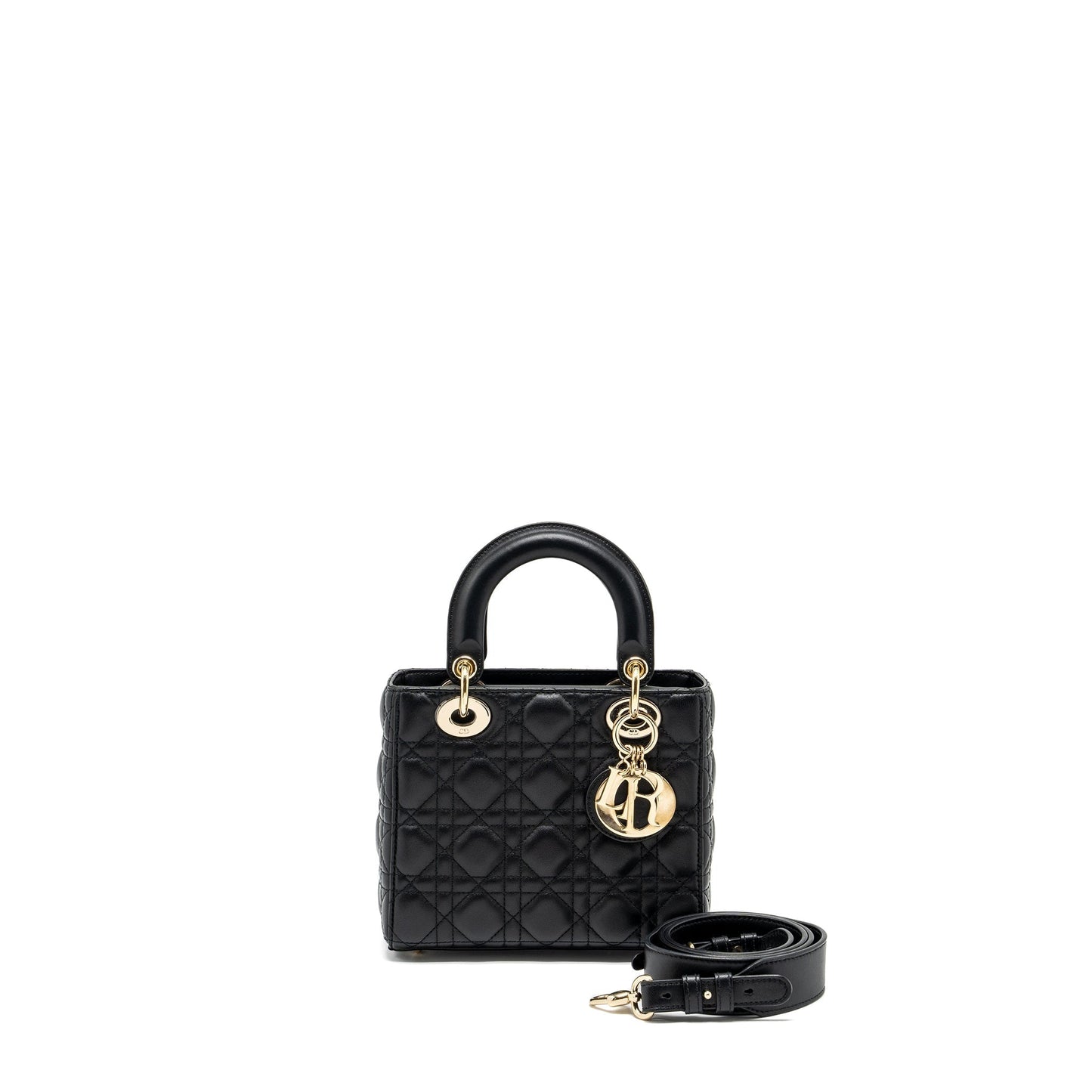 Dior Lady Purse Lambskin Handbag Black Small Travel Bag