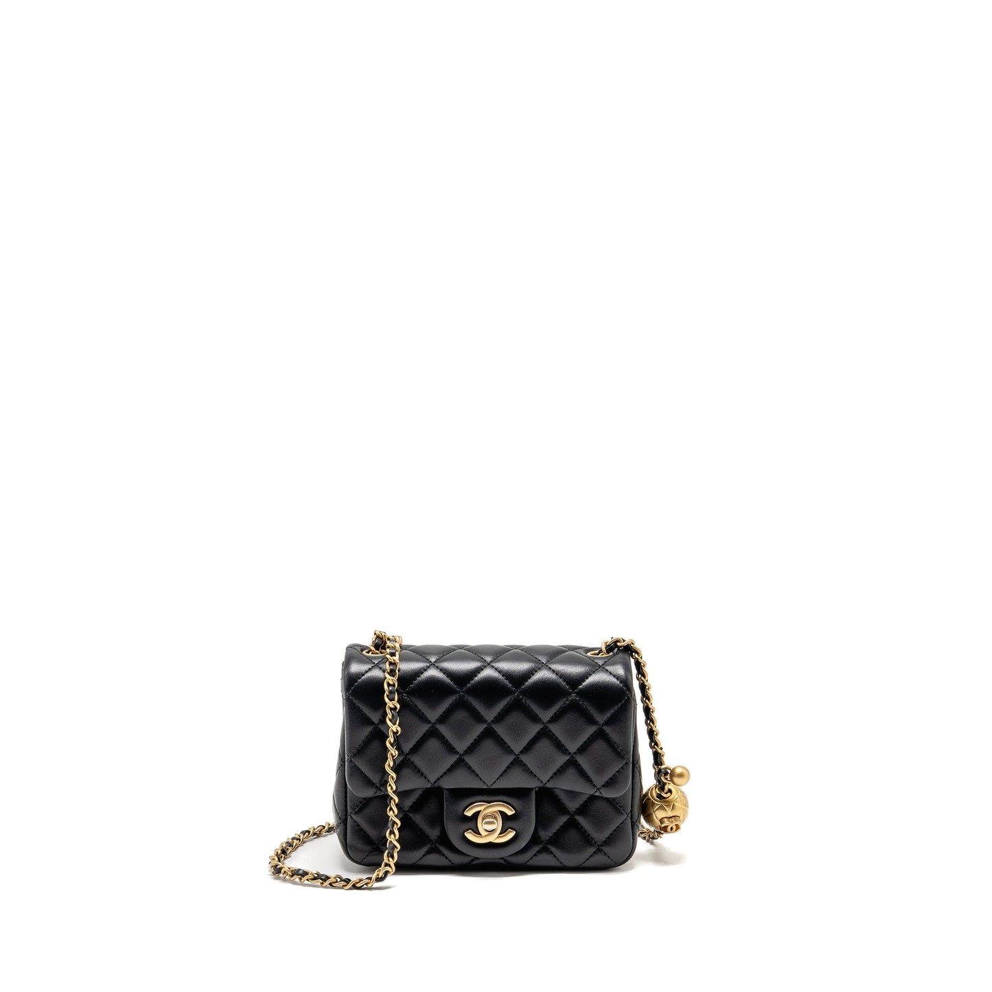 Chanel Pearl Crush Square Lambskin GHW Black Mini Bag