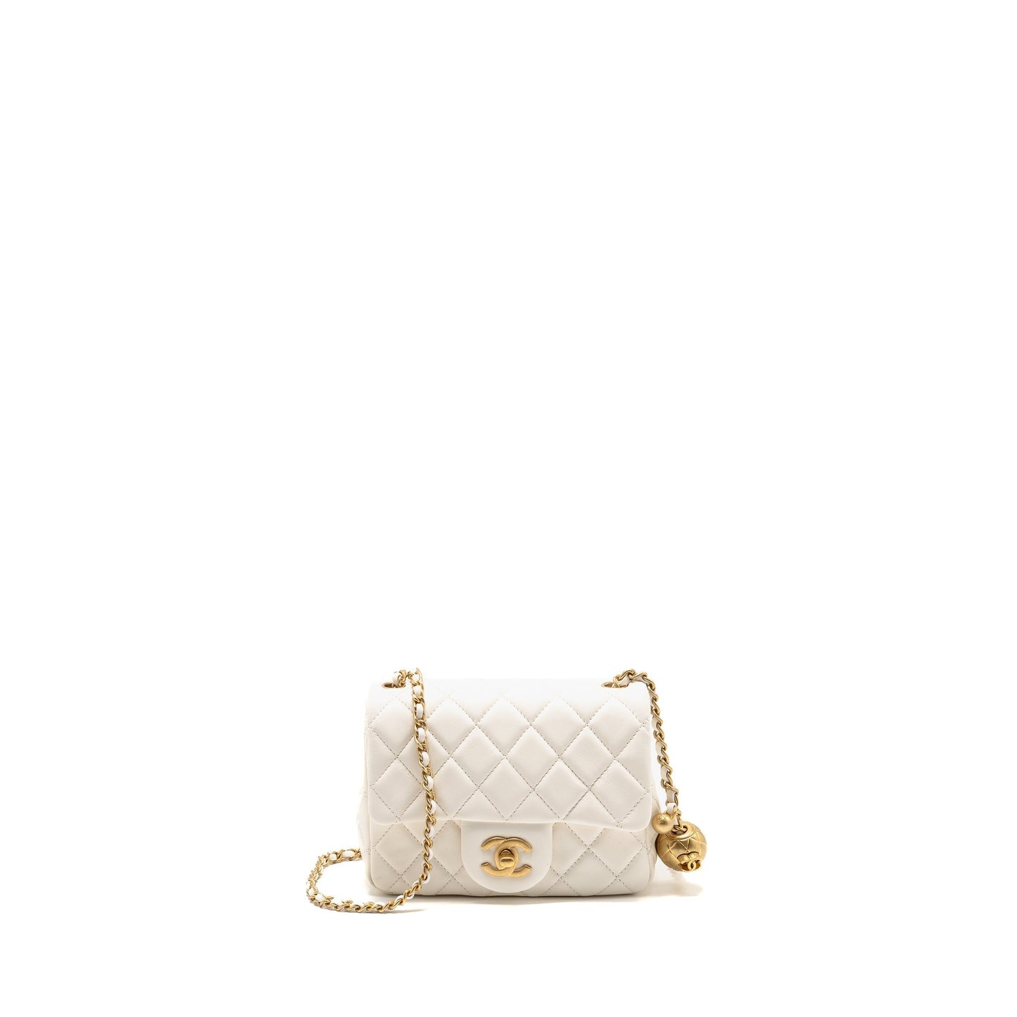 Chanel Pearl Crush Square Flap Lambskin GHW White Shoulder Bag 3