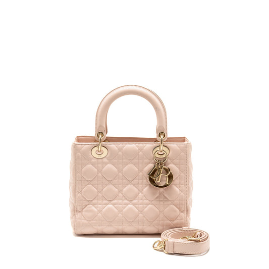 Dior Lady Lambskin Light Handbag Pink Medium Travel Bag