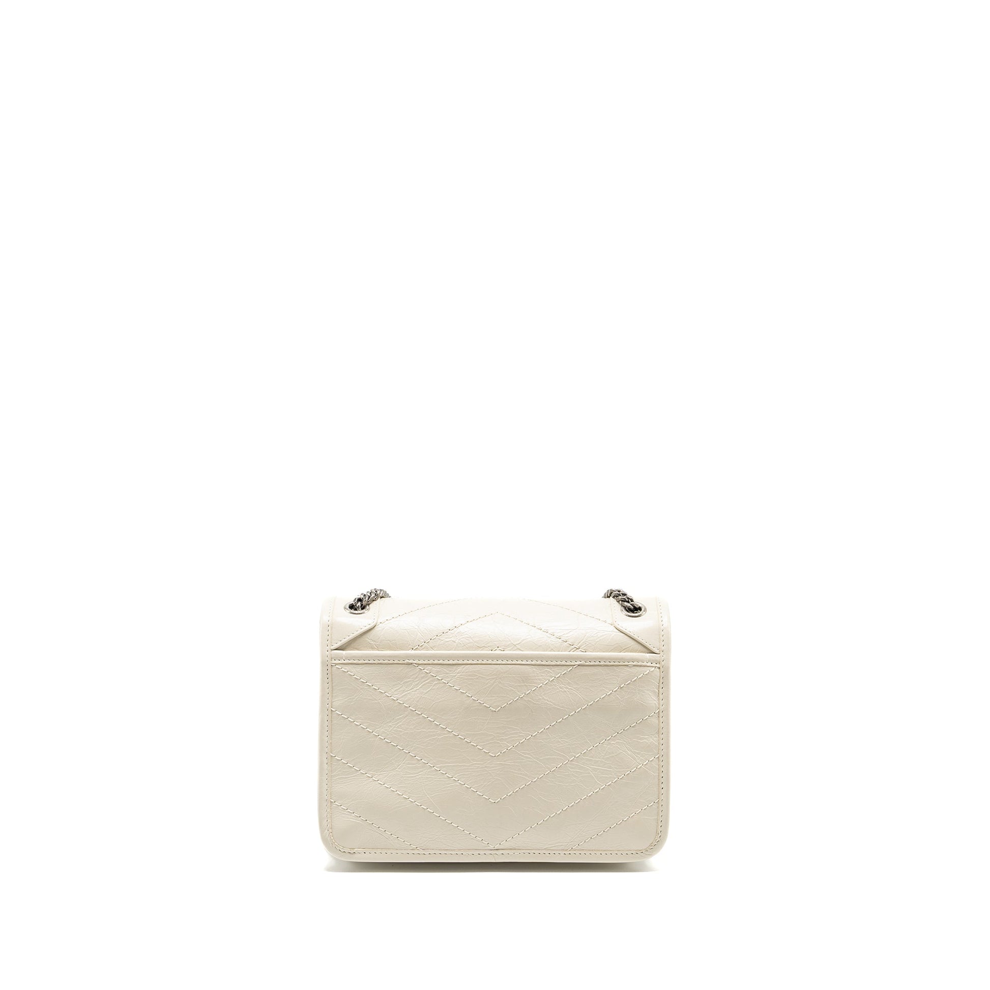 YSL Saint Laurent Niki Purse Calfskin White Baby Flap Travel Bag