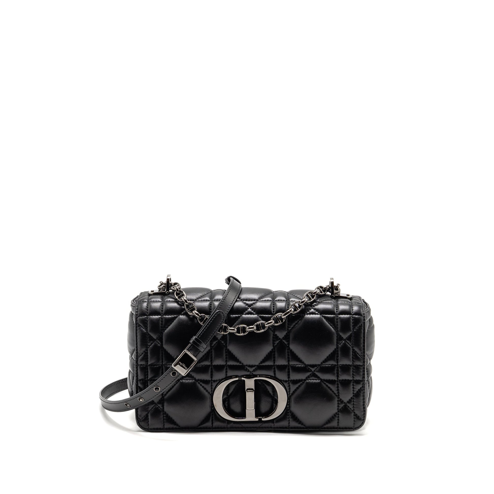 Dior Caro Purse Calfskin Handbag Black Medium Travel Bag