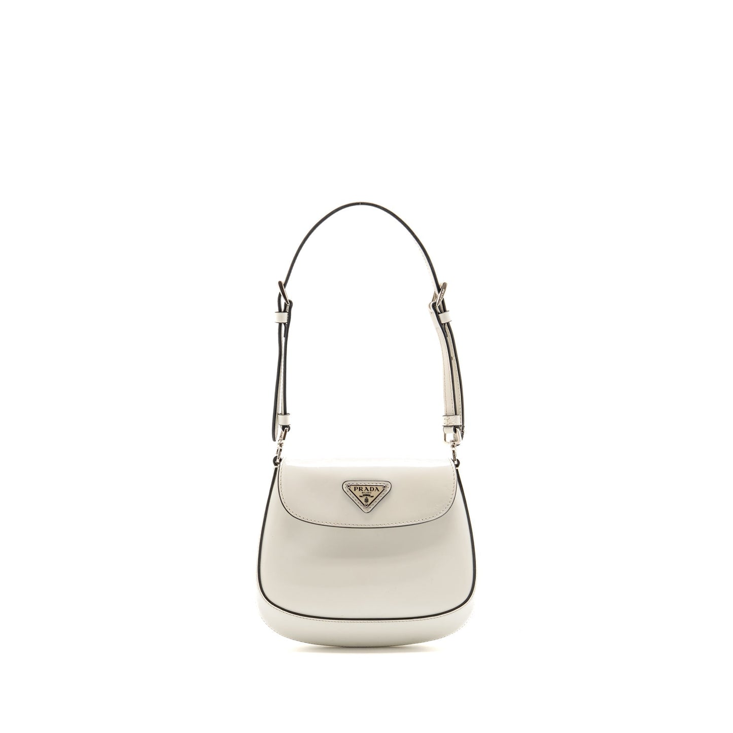 Prada Cleo Purse Brushed Handbag Leather White Travel Bag White Handbag