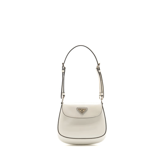 Prada Cleo Purse Brushed Handbag Leather White Travel Bag White Handbag