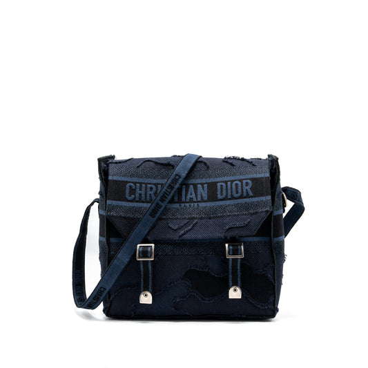 Dior camp Messenger Purse Dark Handbag Canvas Blue Travel Bag