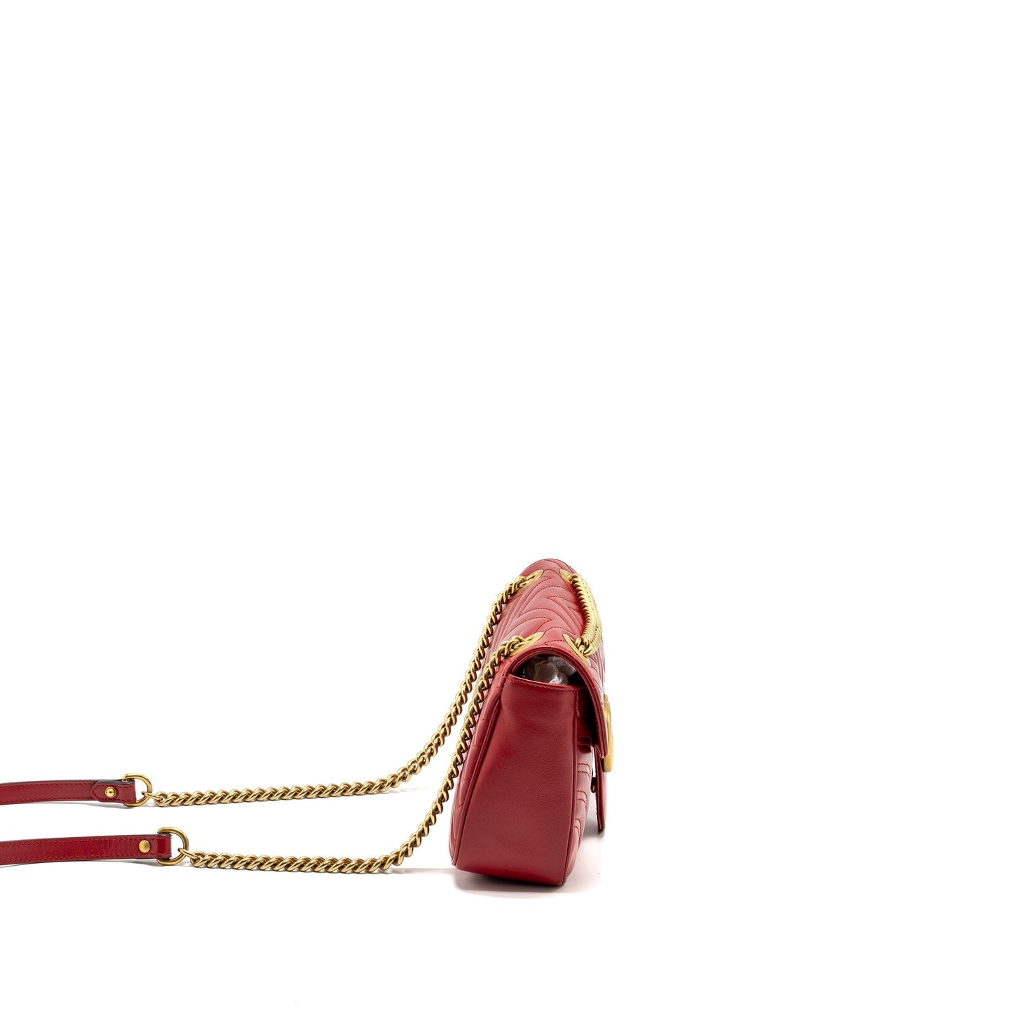 Gucci Marmont Bag Calfskin Brushed Red Small Travel Bag Ghw 1