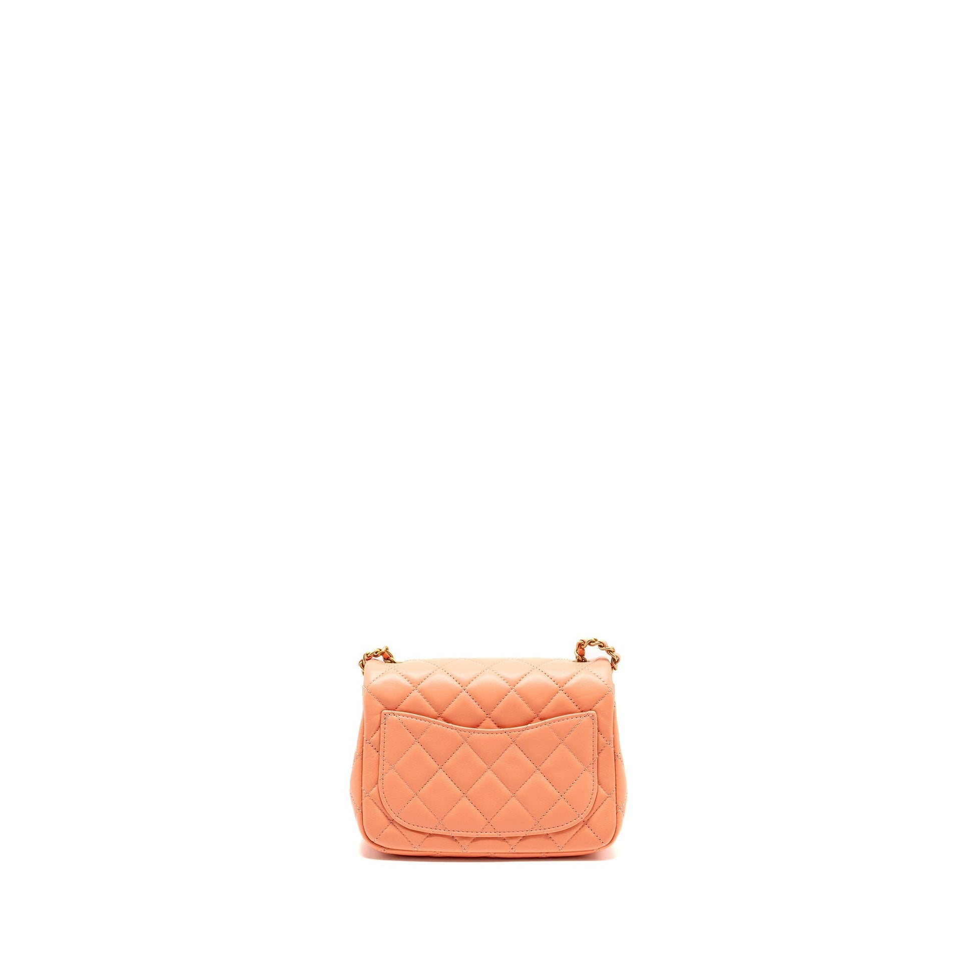 Chanel Pearl Crush Square Lambskin Coral GHW Mini Bag