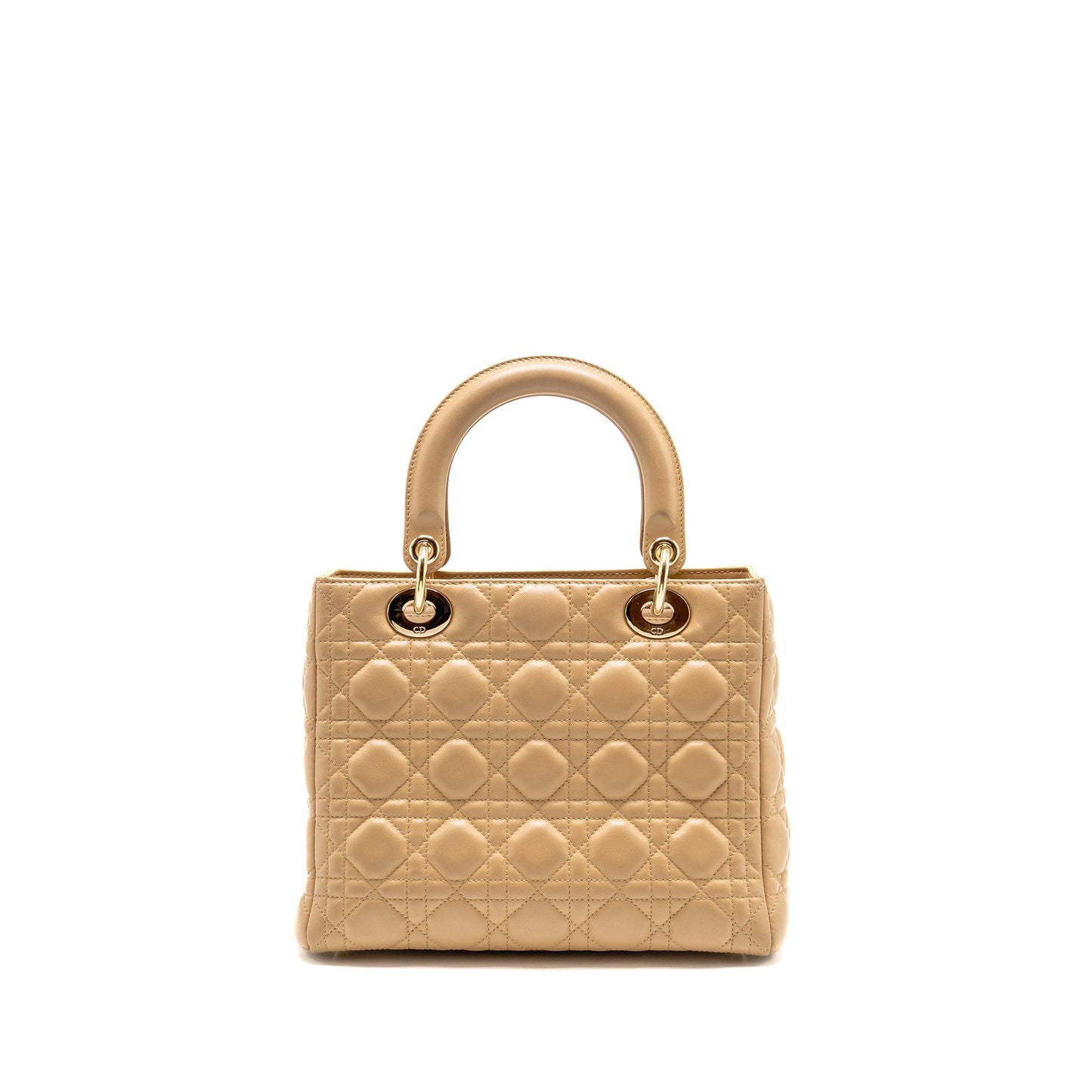Dior Lady Lambskin Handbag Beige Medium Travel Bag