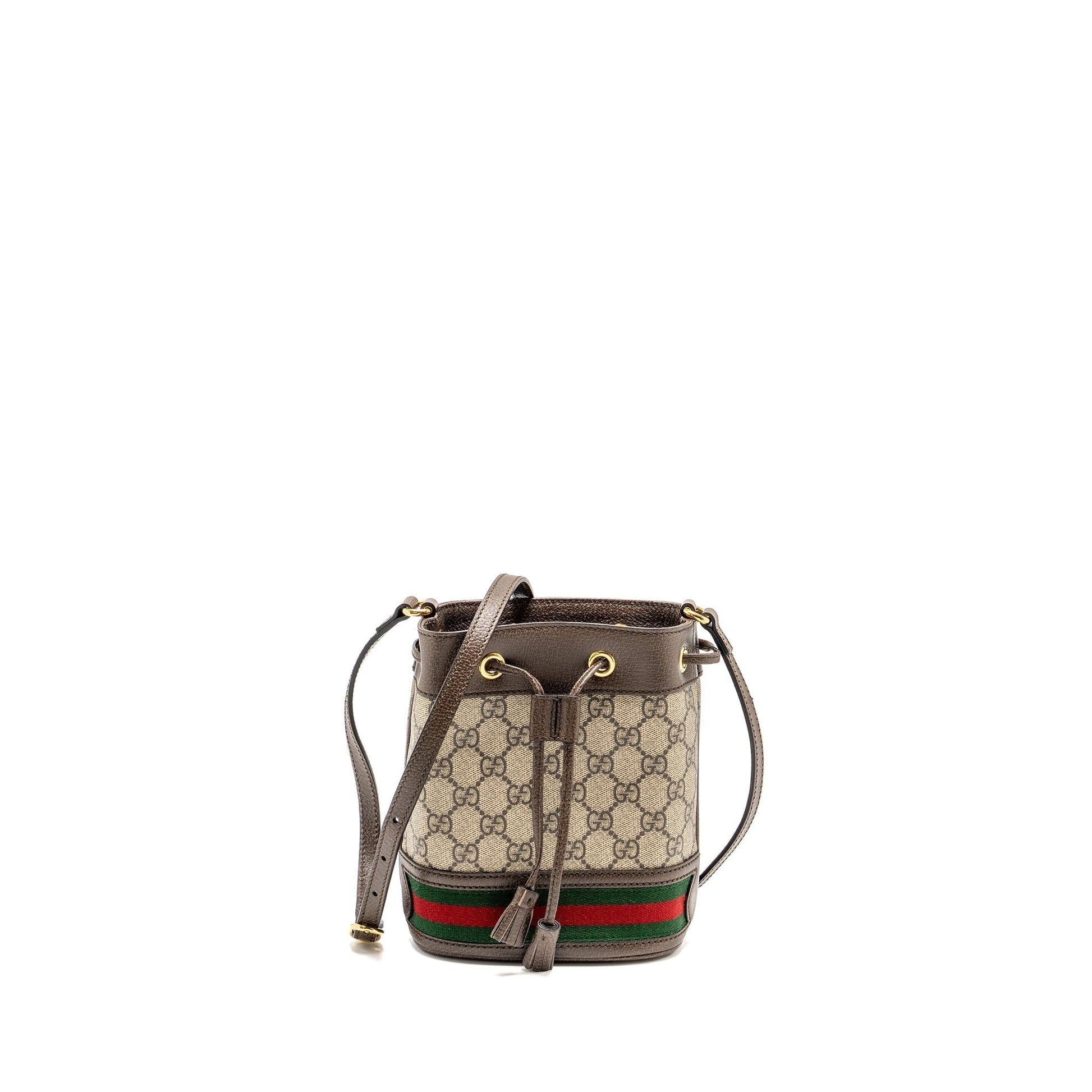 Gucci Ophidia Bucket Bag Supreme Ebony Canvas Beige