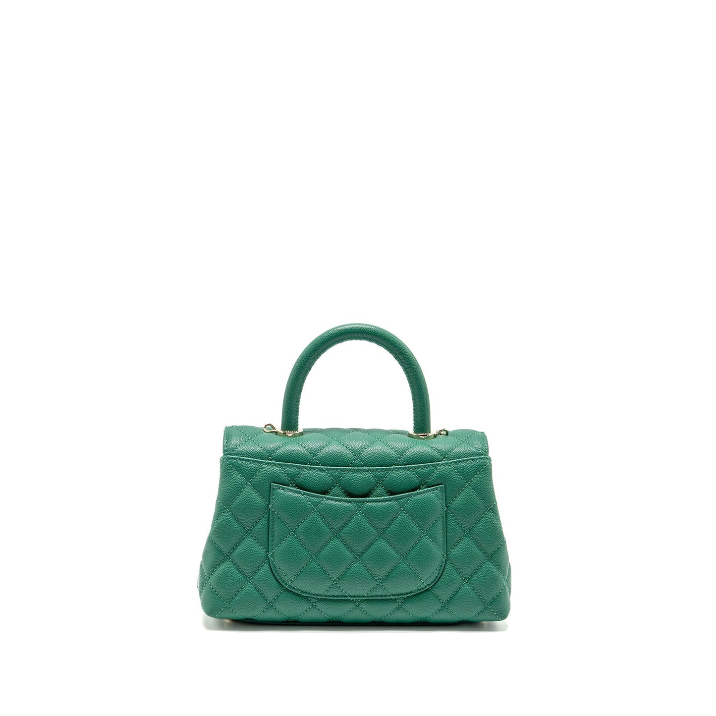 Chanel Coco handle caviar LGHW microchip Green Small Handbag