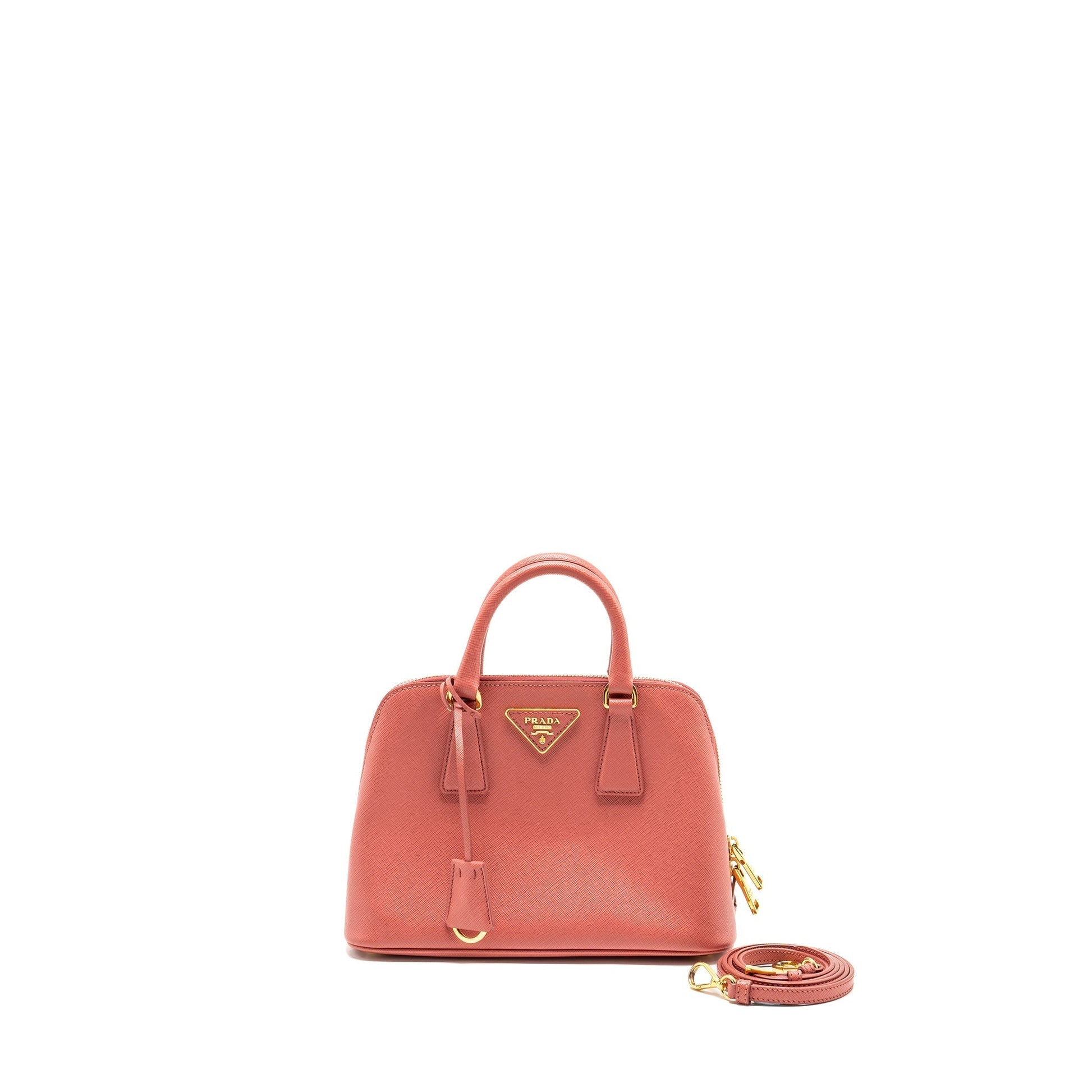 Prada Saffiano Promenade Purse Handbag Pink Travel Bag
