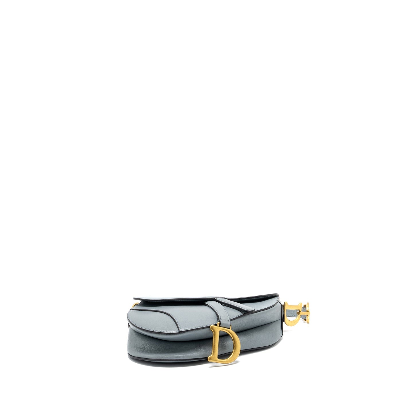 Dior Saddle Purse Goatskin Light Handbag Blue Medium Travel Bag