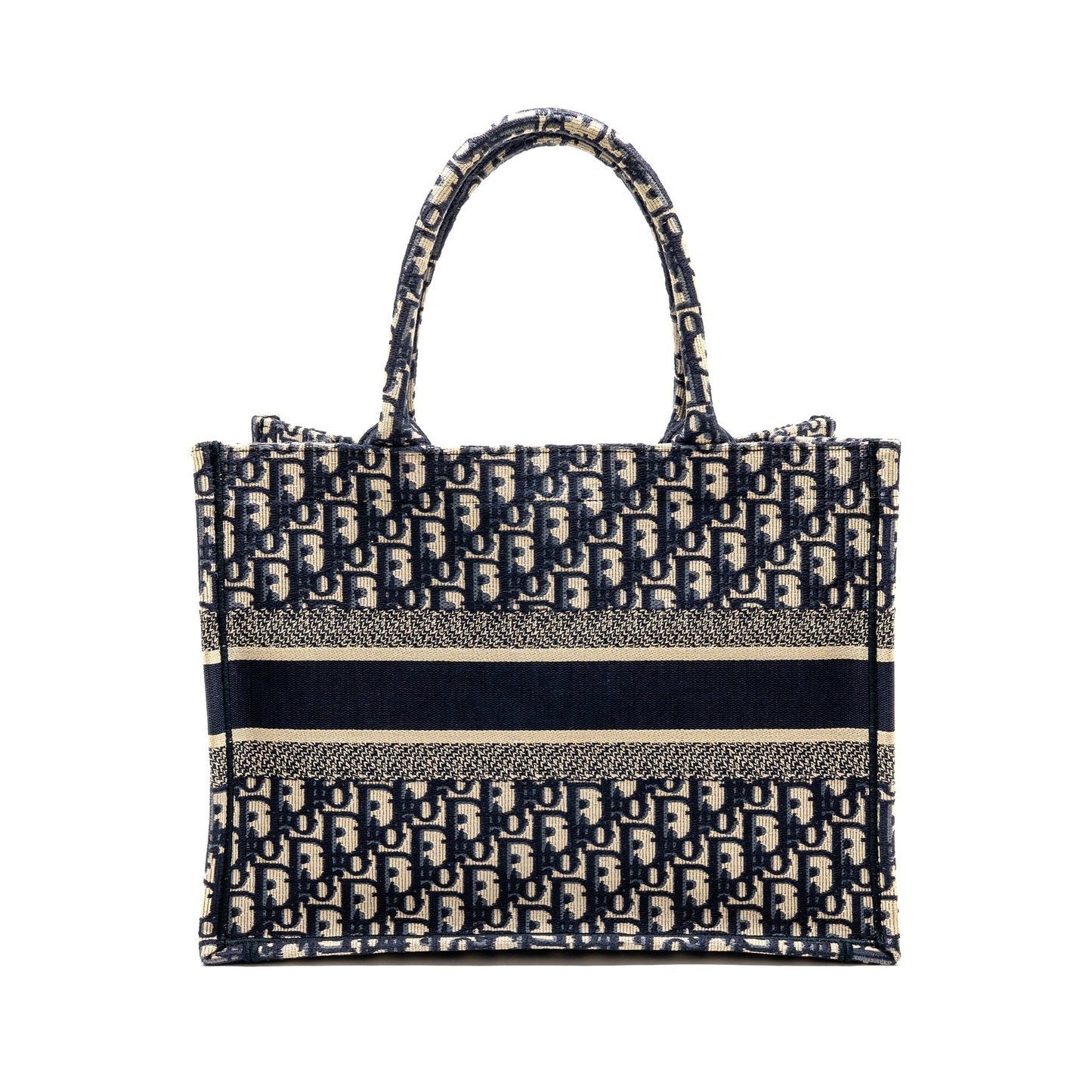 Dior Book Tote Oblique Embroidery Ecru Handbag Blue Medium Tote Bag