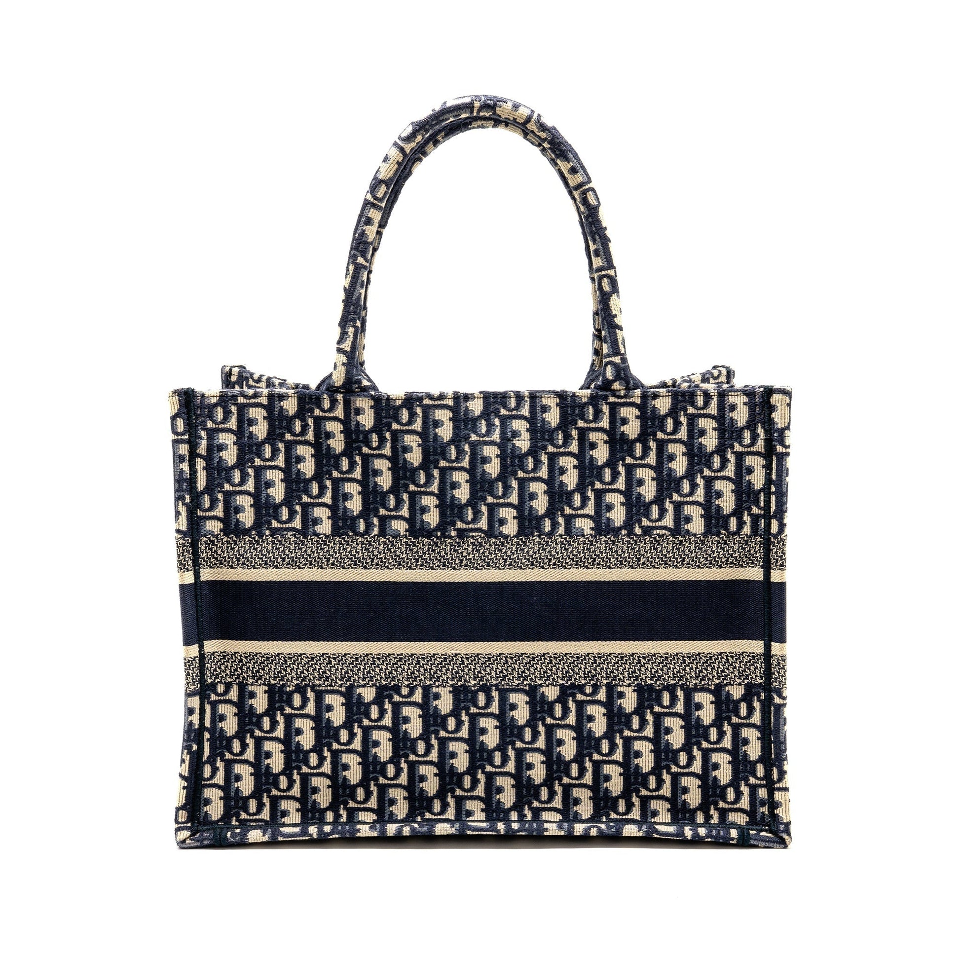 Dior Book Tote Oblique Embroidery Ecru Handbag Blue Medium Tote Bag