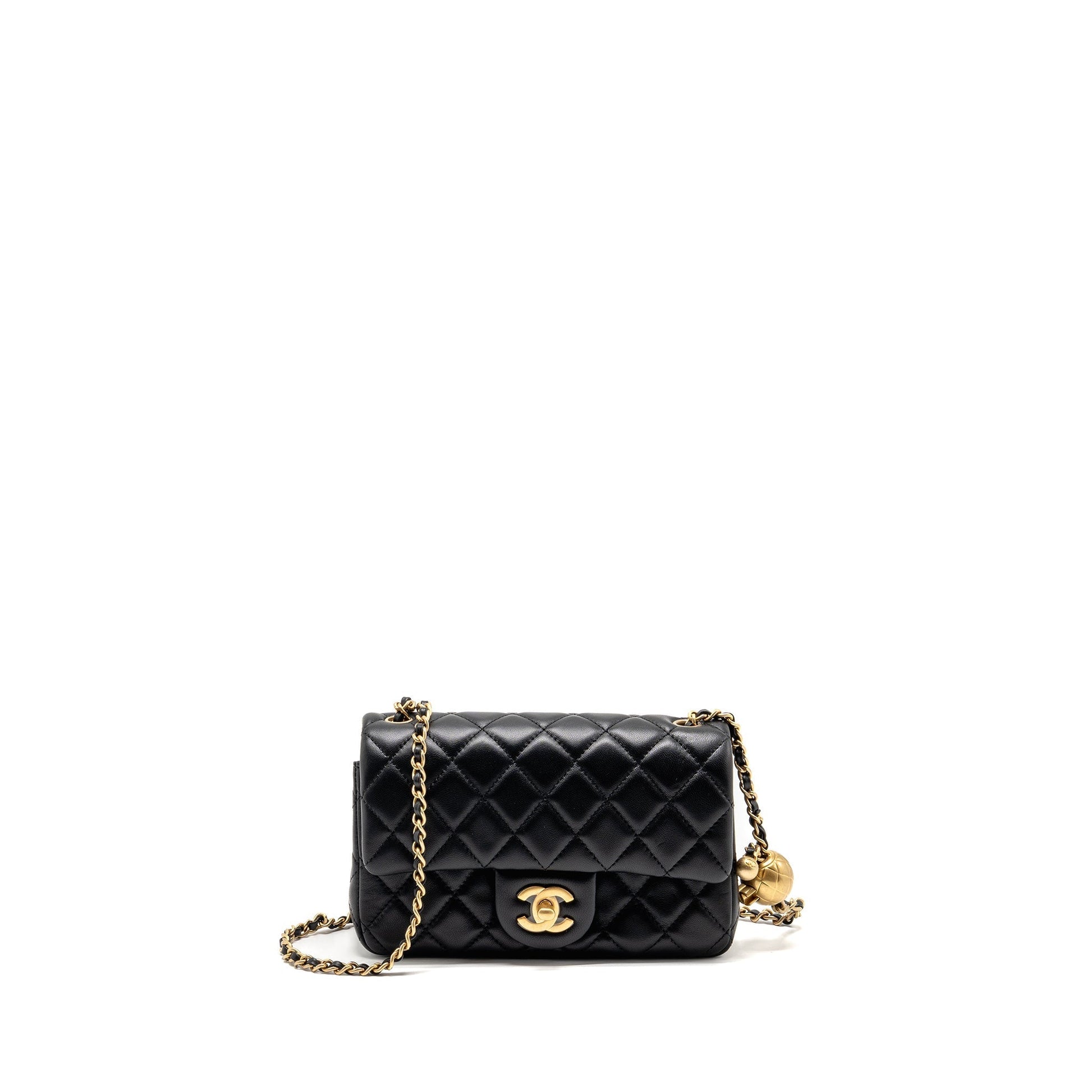 Chanel Pearl Crush Rectangular Flap Lambskin GHW Black Shoulder Bag Microchip 5