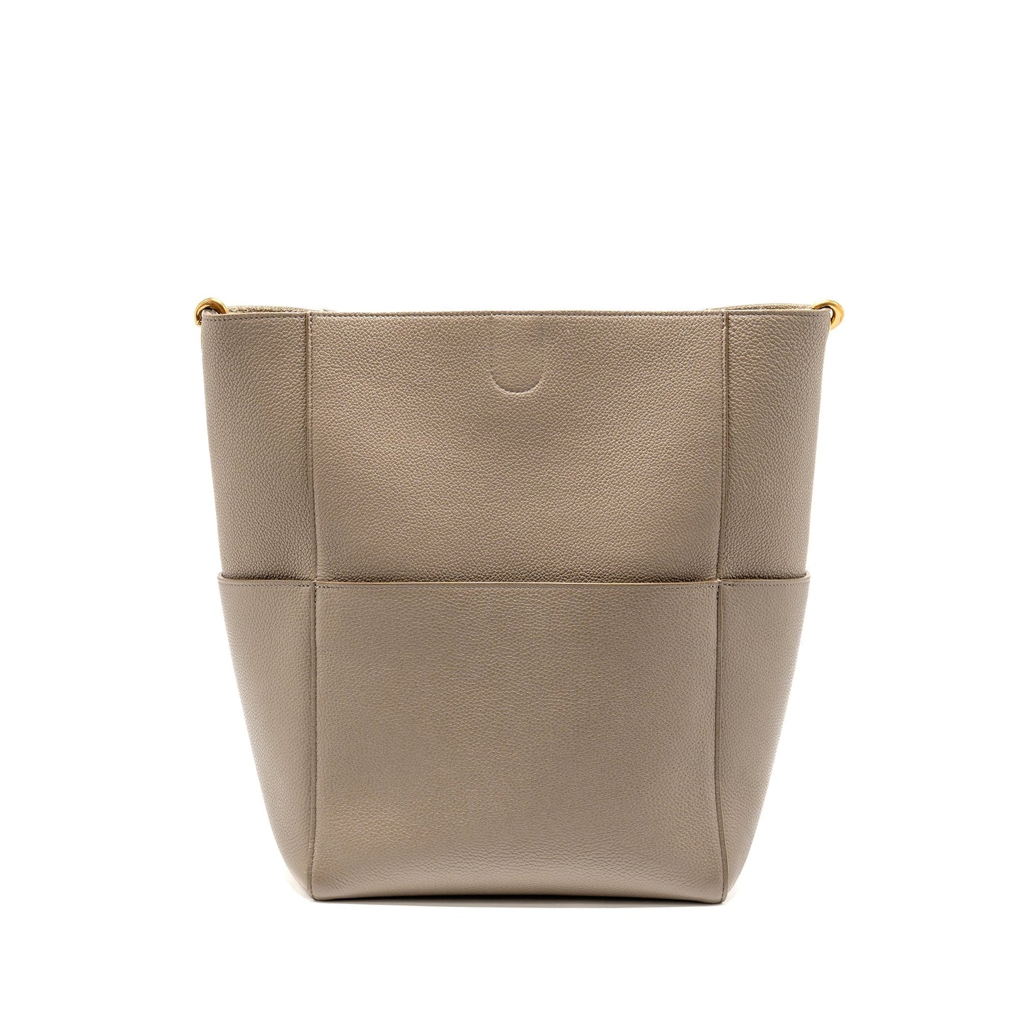 Celine Sangle Purse Grained Calfskin Grey Handbag Bucket Bucket Bag