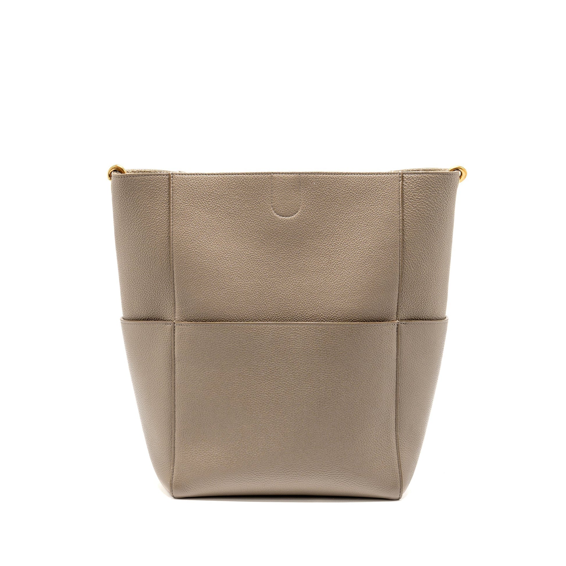 Celine Sangle Purse Grained Calfskin Grey Handbag Bucket Bucket Bag