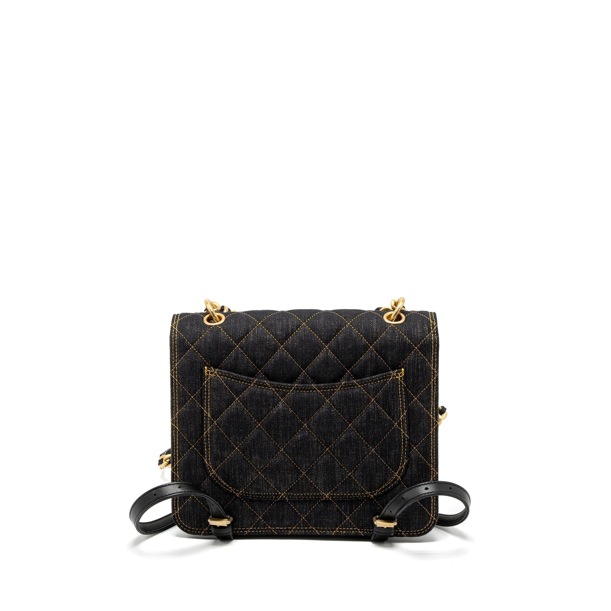 Chanel 23S Flap Backpack Denim Dark Brushed Blue