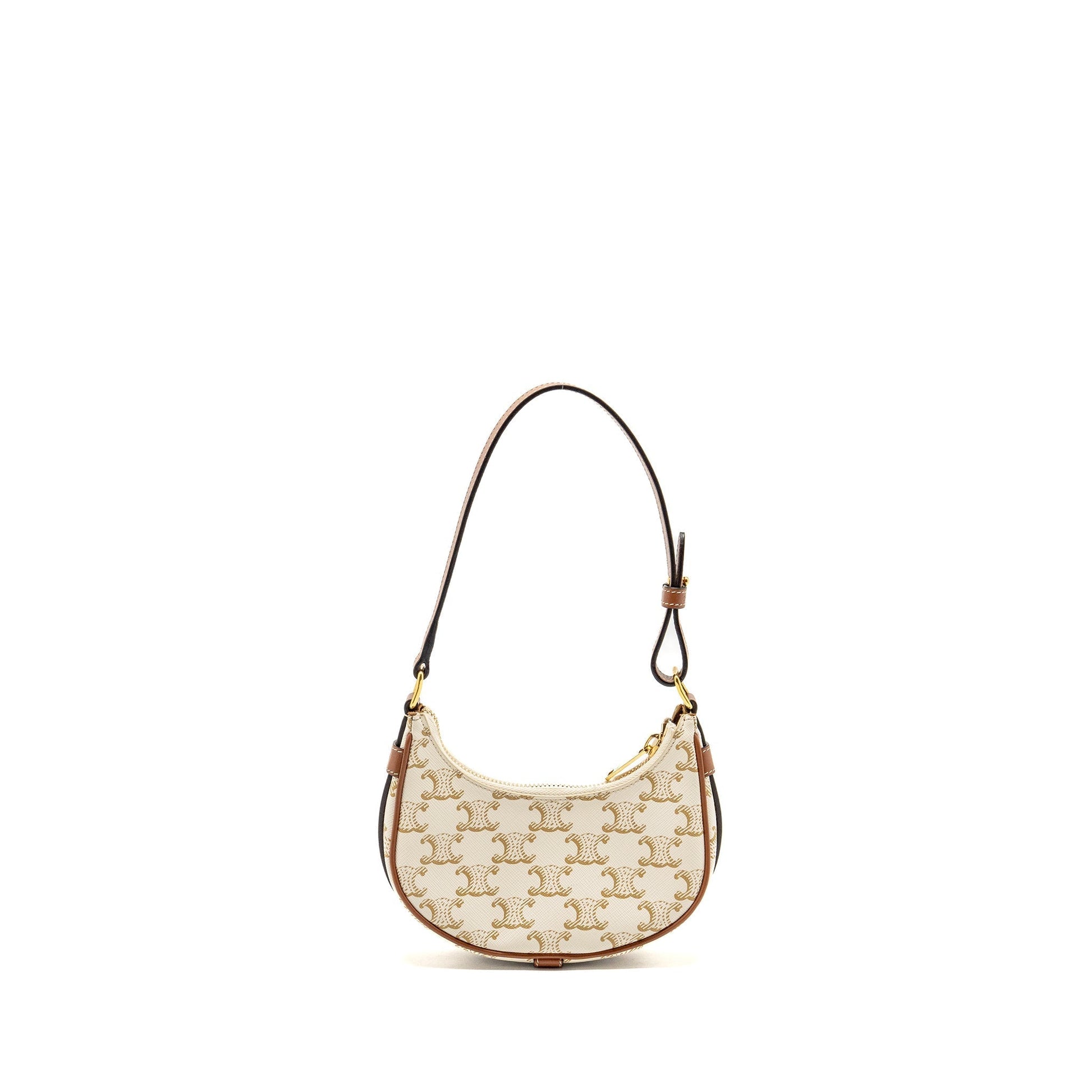 Celine Mini Ava Purse Triomphe Calfskin Handbag Canvas White Travel Bag
