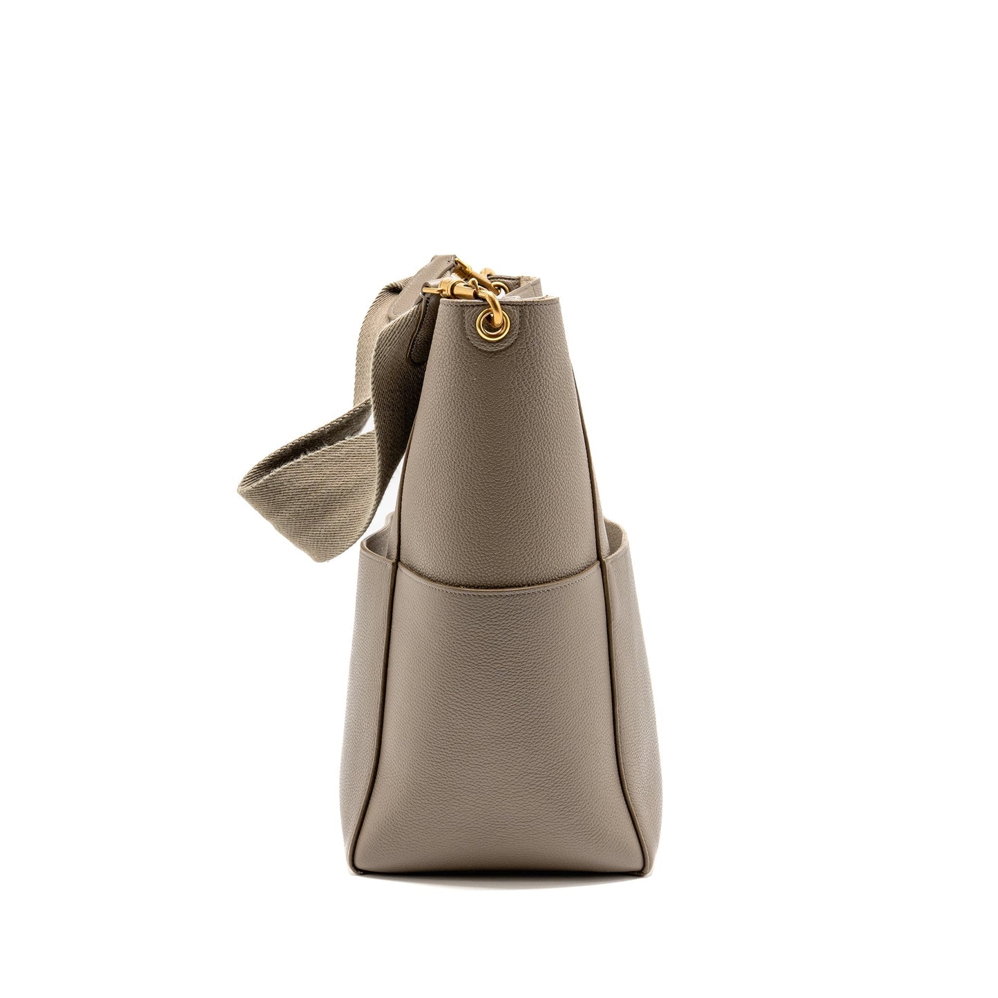 Celine Sangle Purse Grained Calfskin Grey Handbag Bucket Bucket Bag