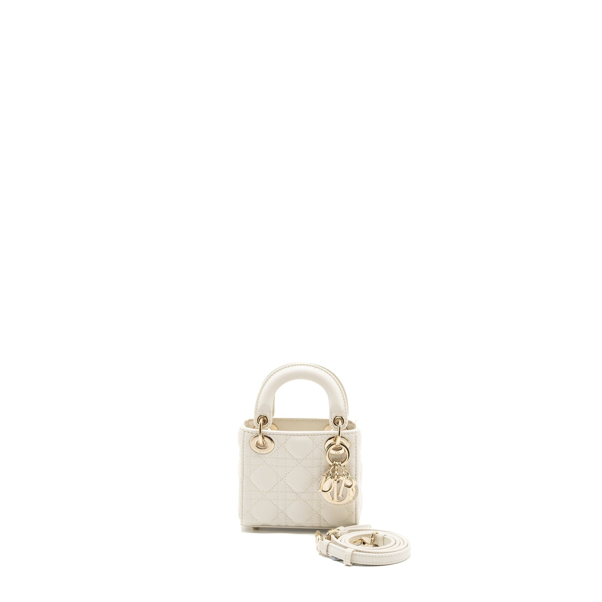 Dior Micro Lady Purse Lambskin Handbag White Travel Bag