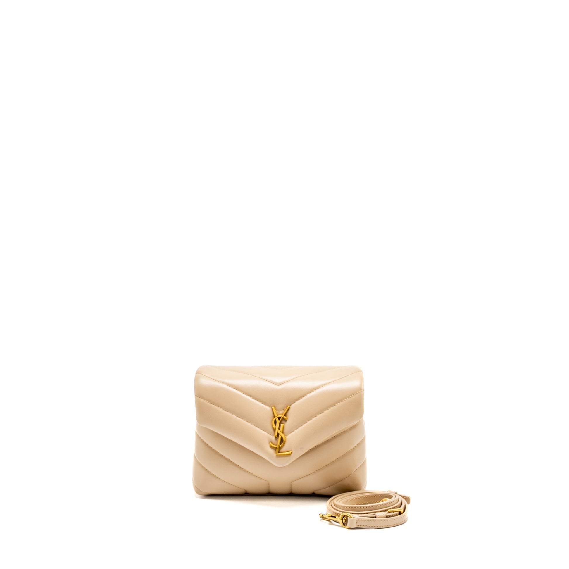 YSL Saint Laurent YSL Saint Toy Loulou Purse Calfskin Shoulder Quilted Beige Shoulder Bag