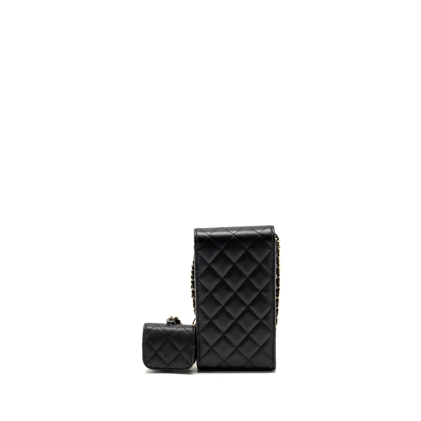 Chanel Classic Phone on Caviar LGHW Black Clutch Bag