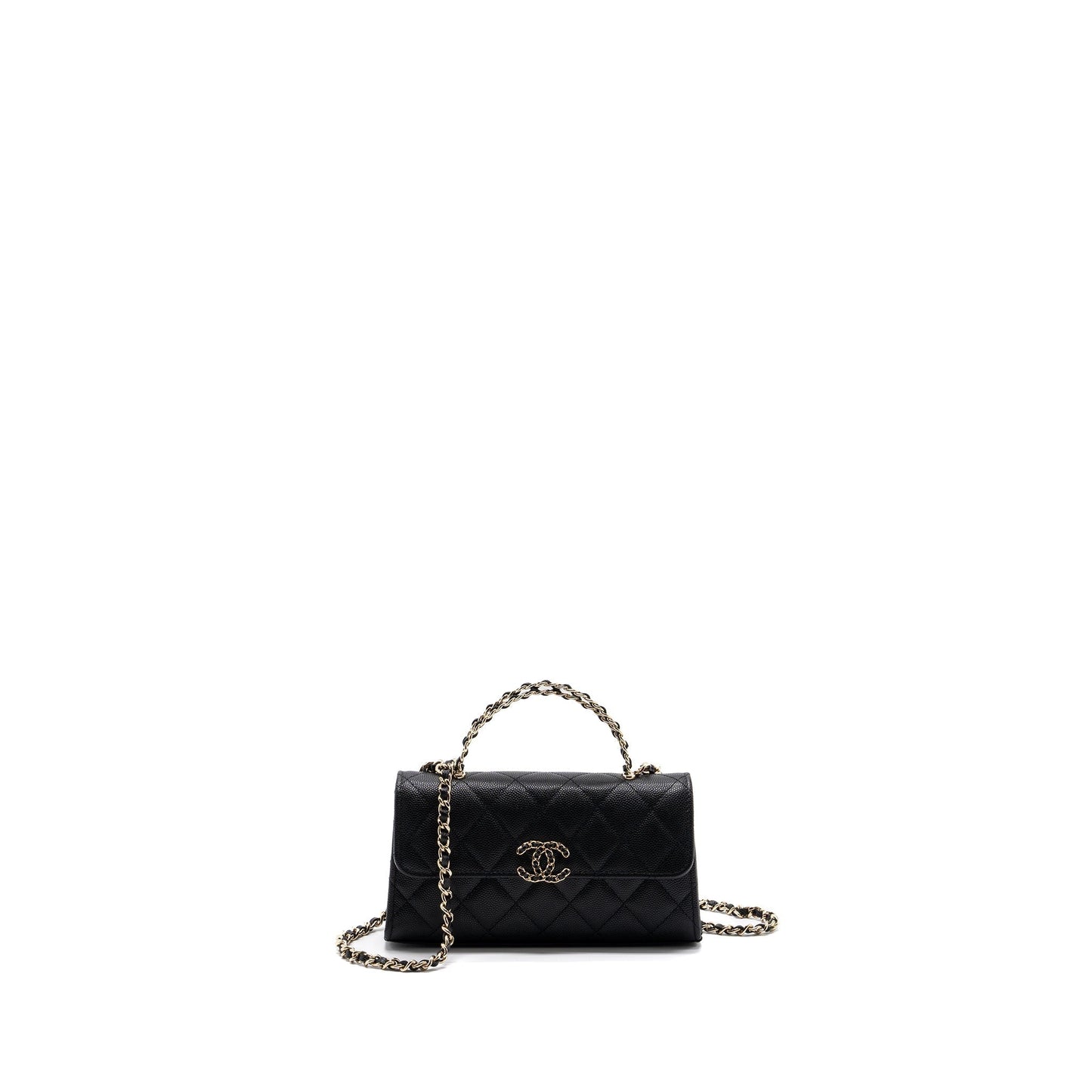 Chanel top handle flap caviar LGHW microchip Black Shoulder Bag